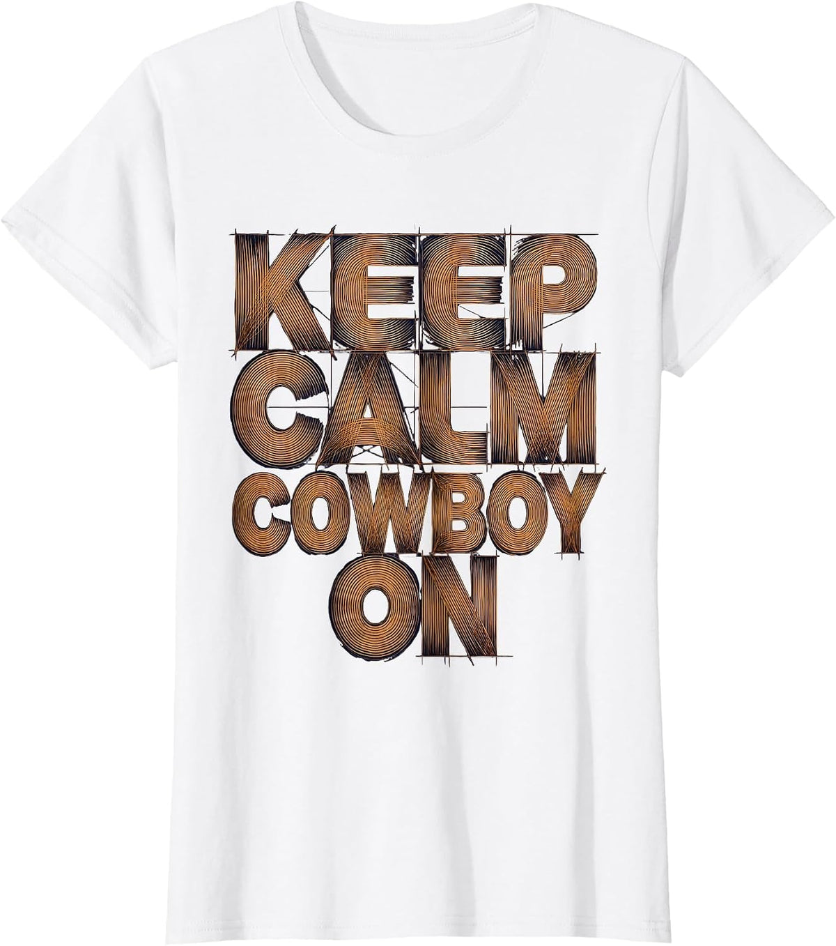 Keep Calm Cowboy On Western Graphic Design T-Shirt - White