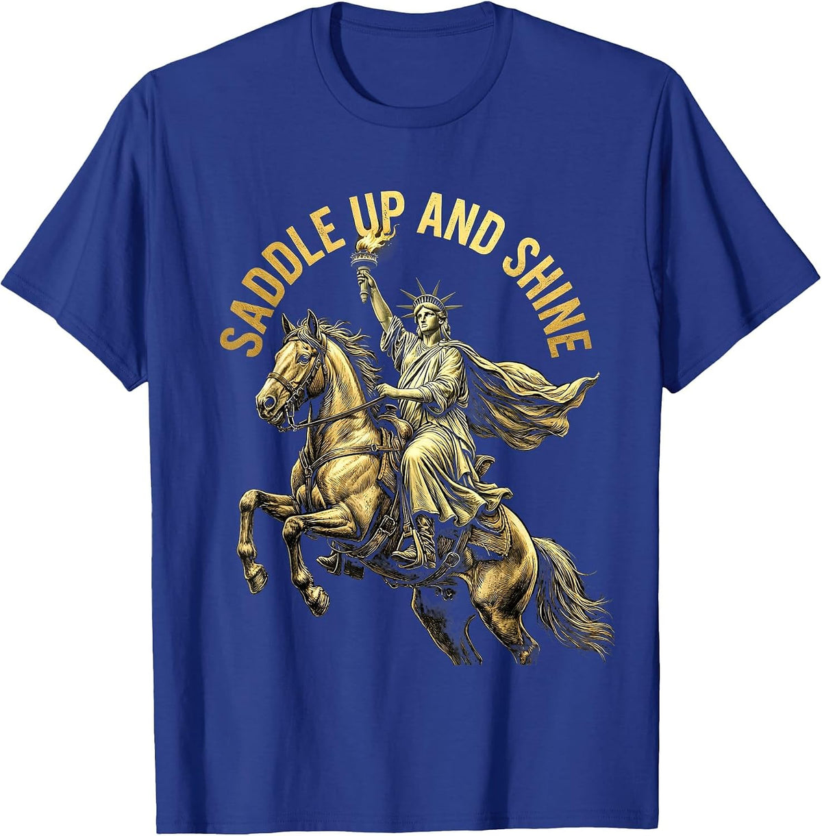 Saddle Up and Shine Horse Lover Design T-Shirt - Royal Blue