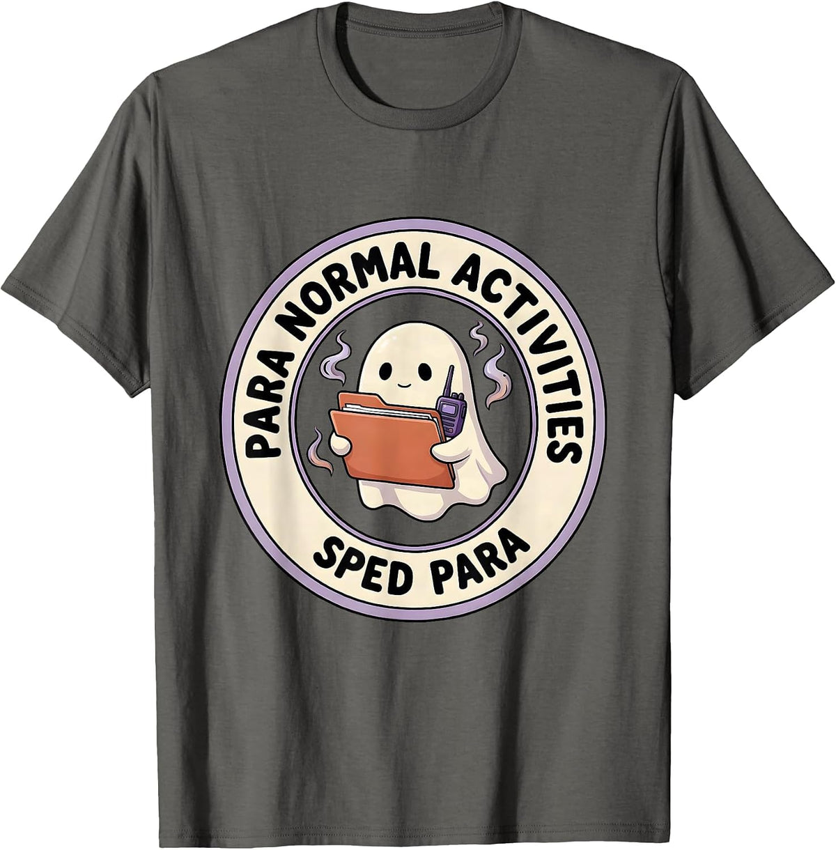 Men's Para Normal Activities SPED Para Ghost Funny T-Shirt - Asphalt Grey