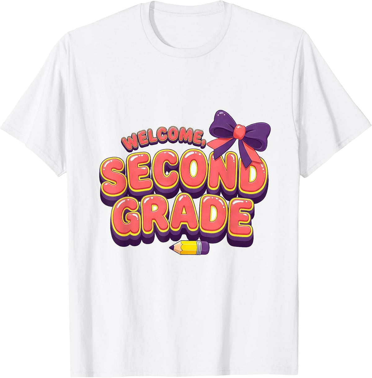 Welcome, Second Grade Cute Coquette Bow Back to School T-Shirt - White