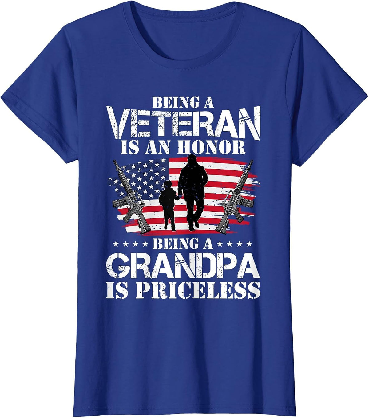 Being A Veteran is Honor Being A Grandpa is Priceless T-Shirt - Royal Blue