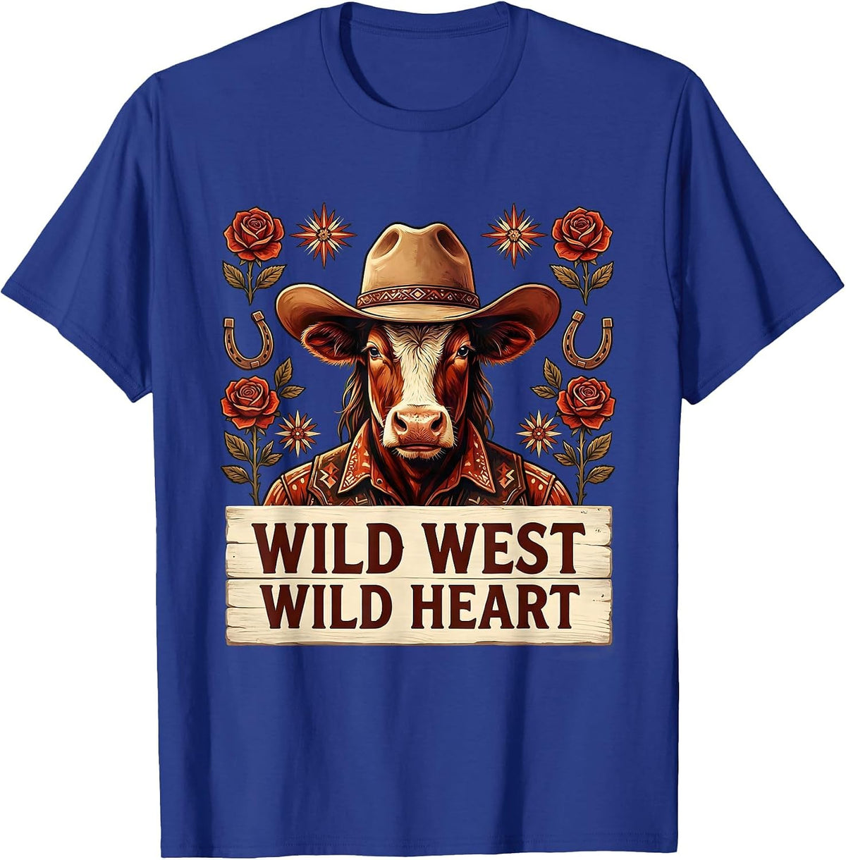 Men's Wild West Wild Heart Western Women Design T-Shirt - Royal Blue