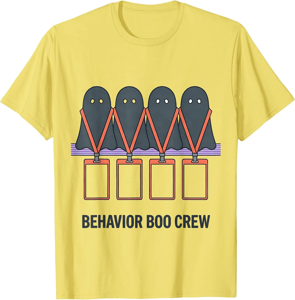 Men's Behavior Boo Crew Funny Para Normal Activities SPED T-Shirt - Lemon Yellow
