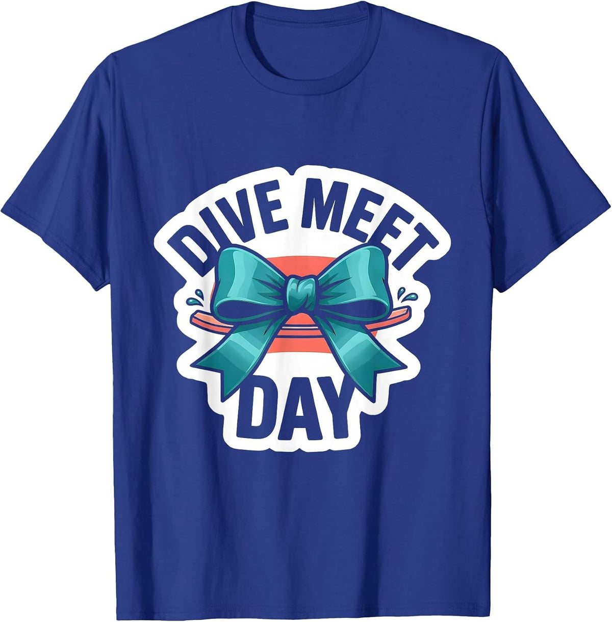 Dive Meet Day Cute Coquette Bow State Pride Sticker T-Shirt - Royal Blue