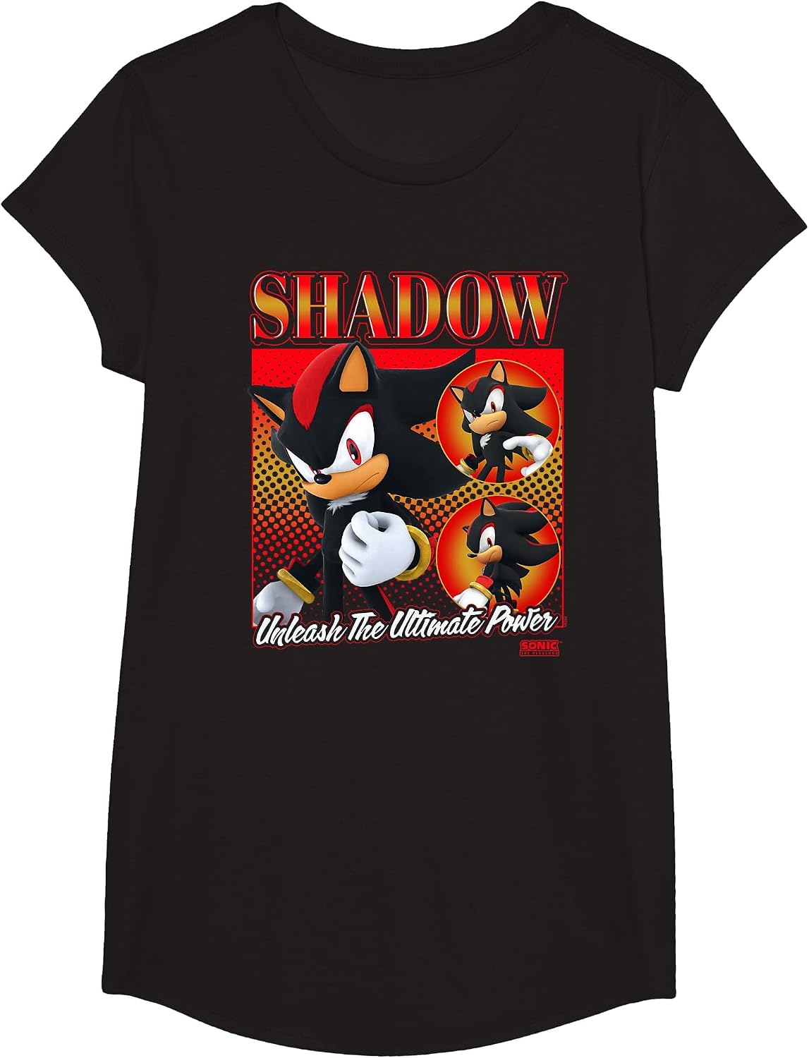 Sonic The Hedgehog Shadow Unleash The Ultimate Power T-Shirt - Girls Black
