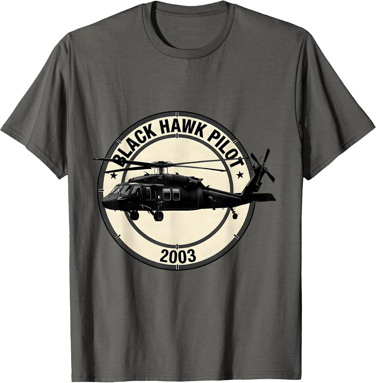 Black Hawk Pilot 2003 Military Helicopter Veteran Gift T-Shirt - Asphalt Grey