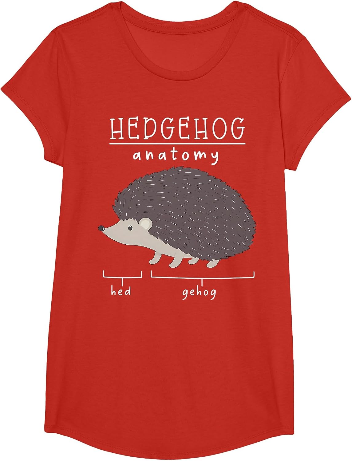 Anatomy of The Hedgehog Funny Hed and Gehog Animal Lover T-Shirt - Girls Red