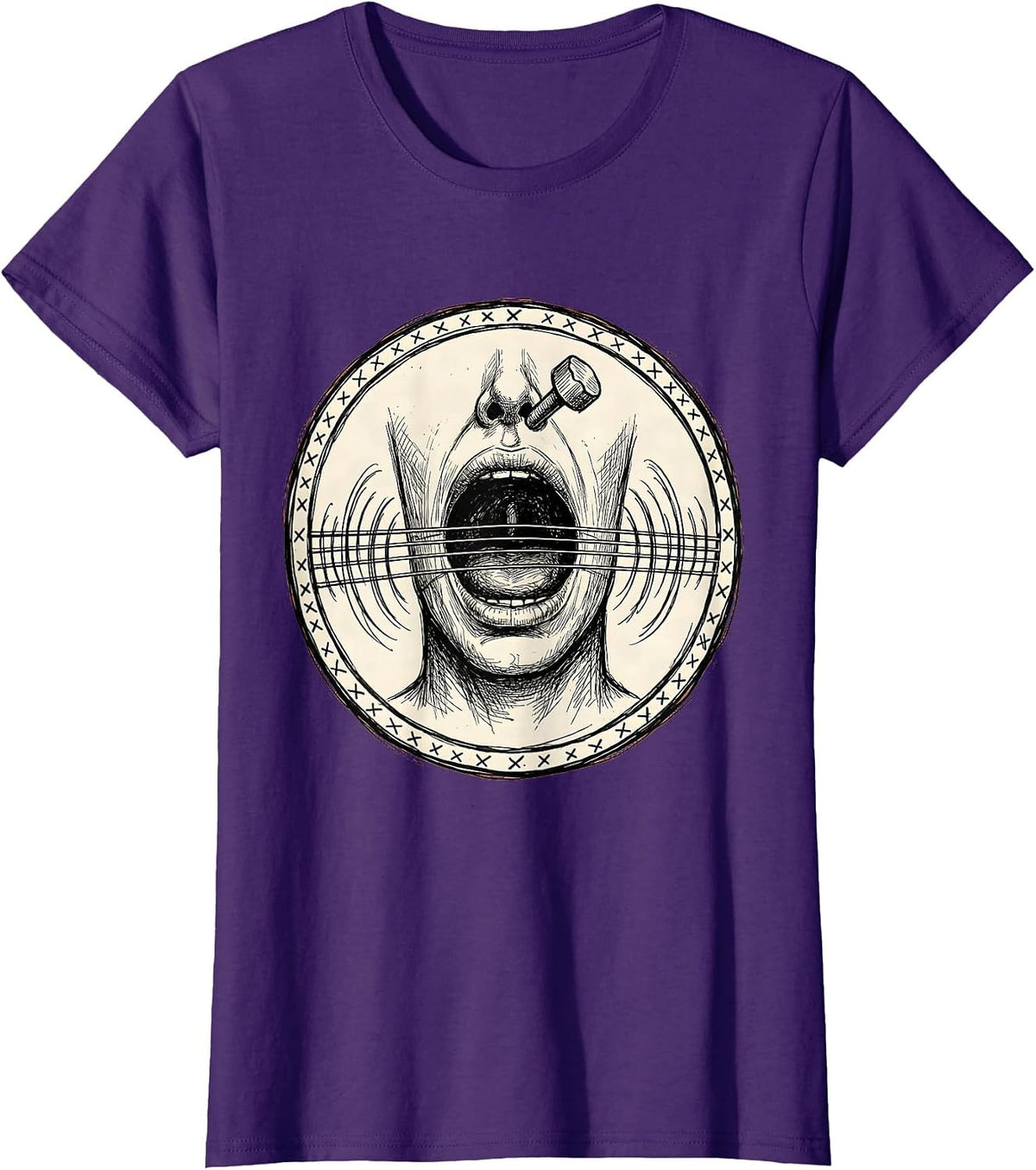 Women's Speech Therapy Vocal Cords Guitar Strings Design T-Shirt - Purple
