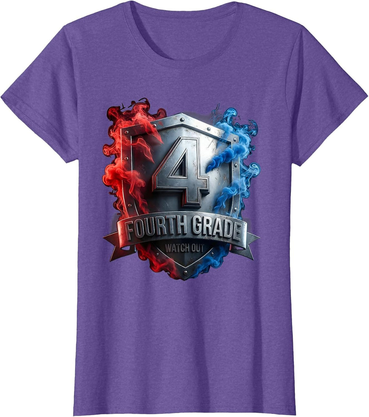 Fourth Grade Watch Out Funny 4th Grade Design T-Shirt - Purple Heather