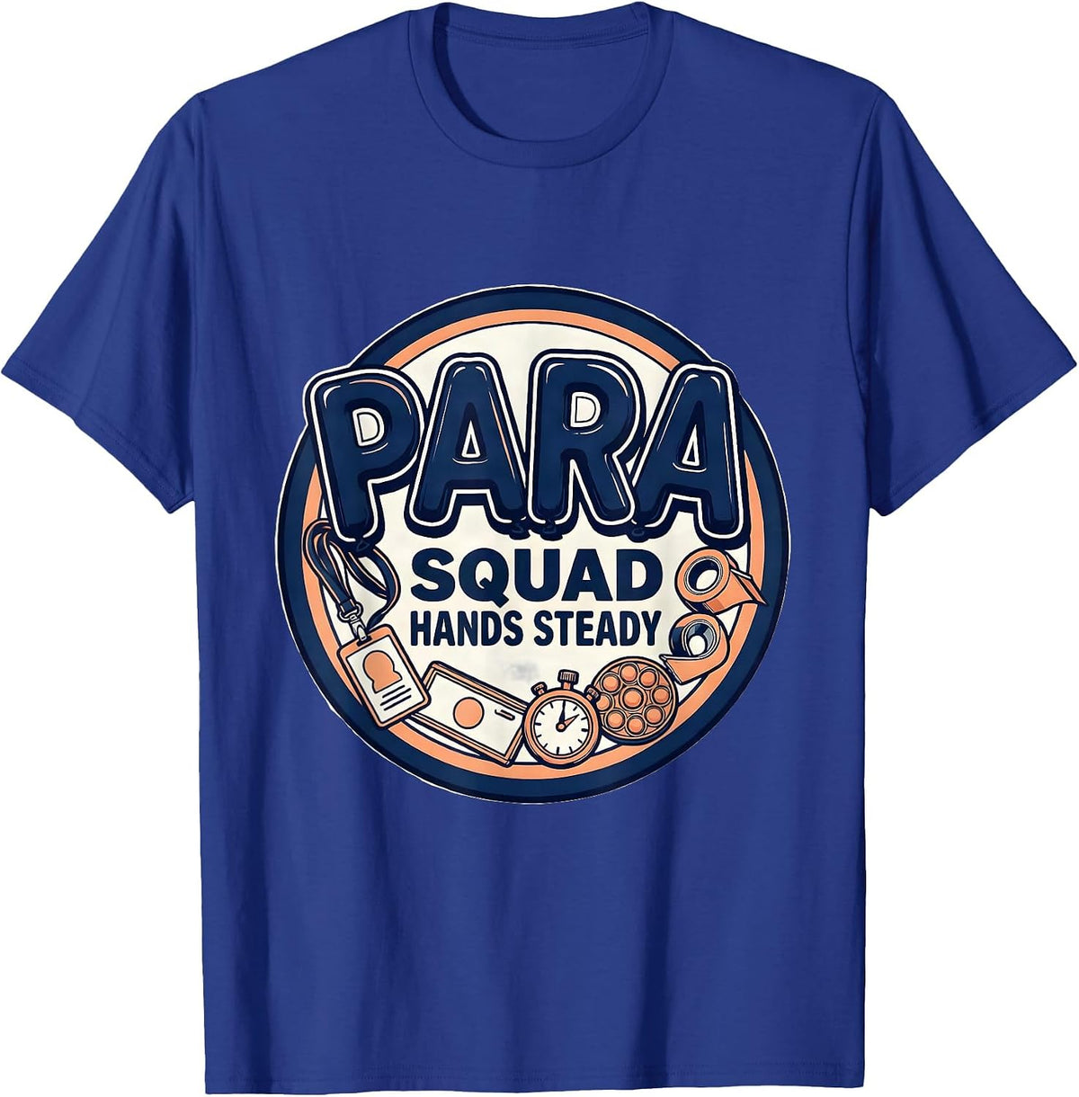 Men's Para Squad Hands Steady Bold Paraeducator Back To School T-Shirt - Royal Blue