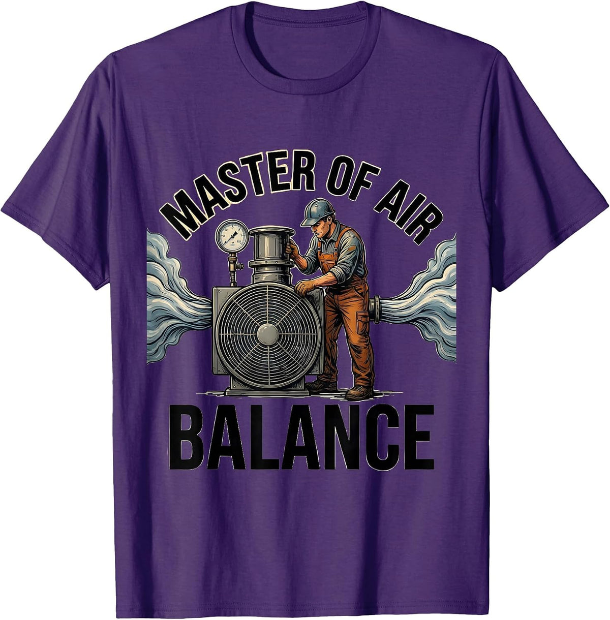Men's Master Of Air Balance Funny HVAC Technician Dad Gift T-Shirt - Purple