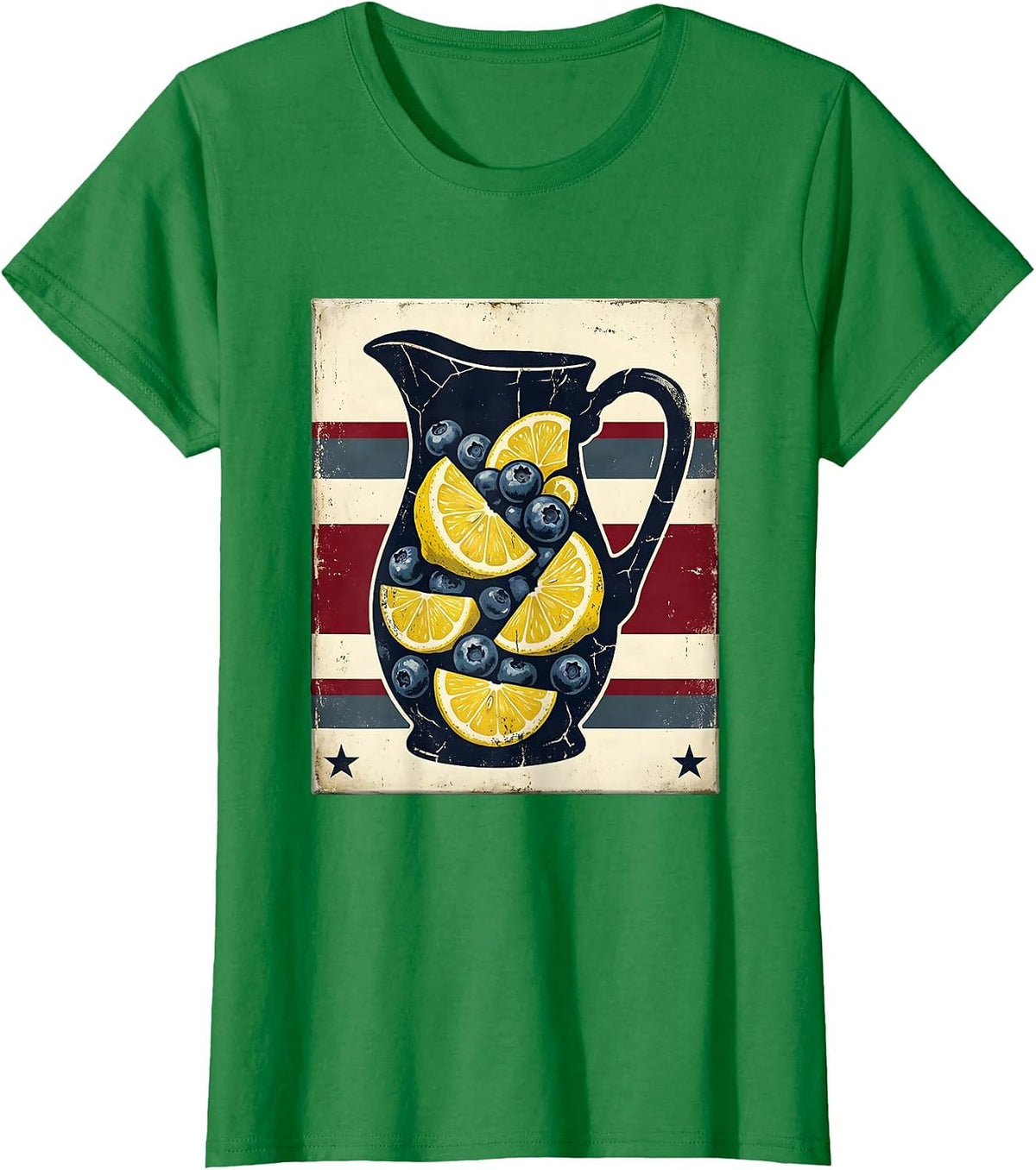 Women's Red White and Blueberry Lemonade Pitcher Graphic T-Shirt - Kelly Green