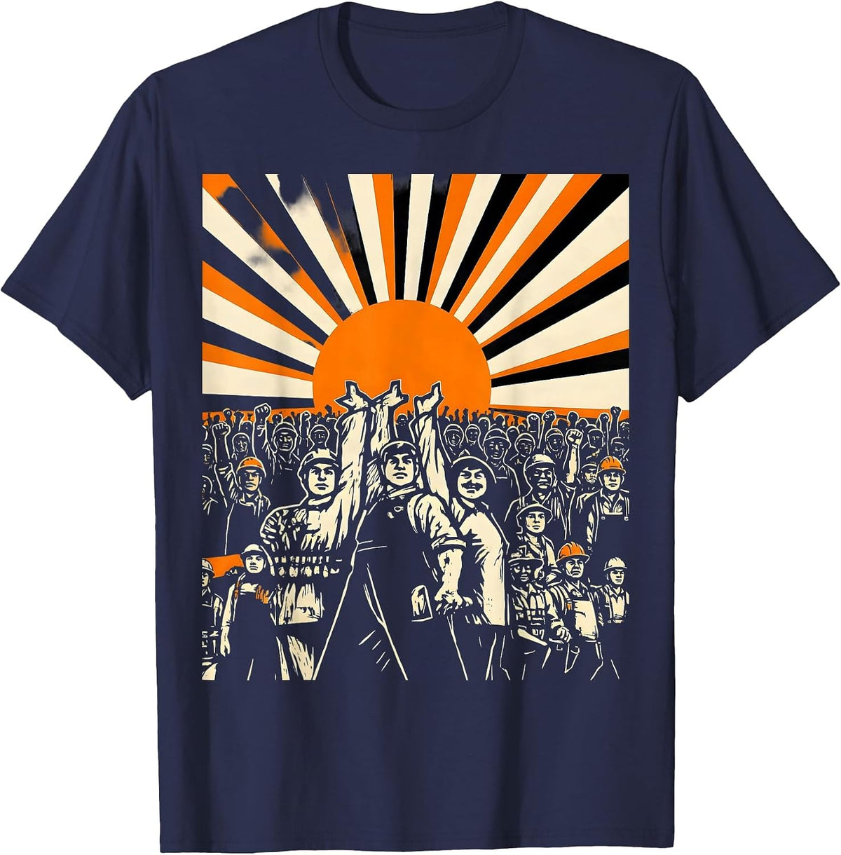 Men's Equal Rights Labor Day Silhouette Worker March T-Shirt - Navy Blue