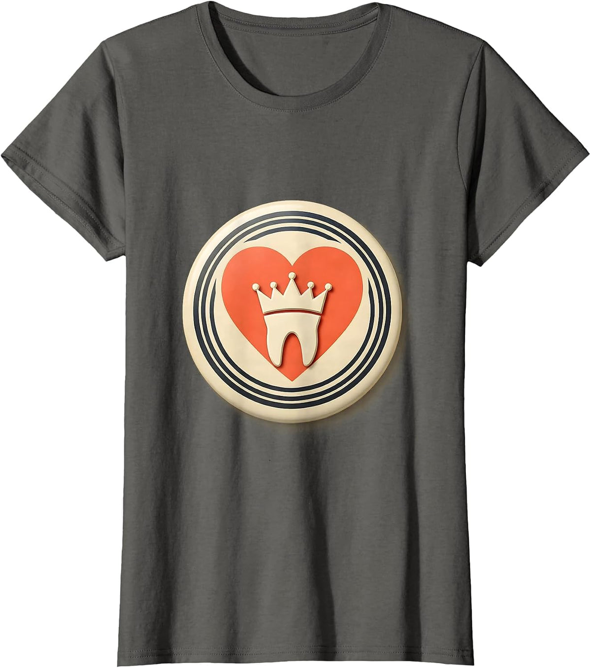 Women's Sealed Dental Tooth Badge Midcentury Modern Valentine T-Shirt - Asphalt Grey