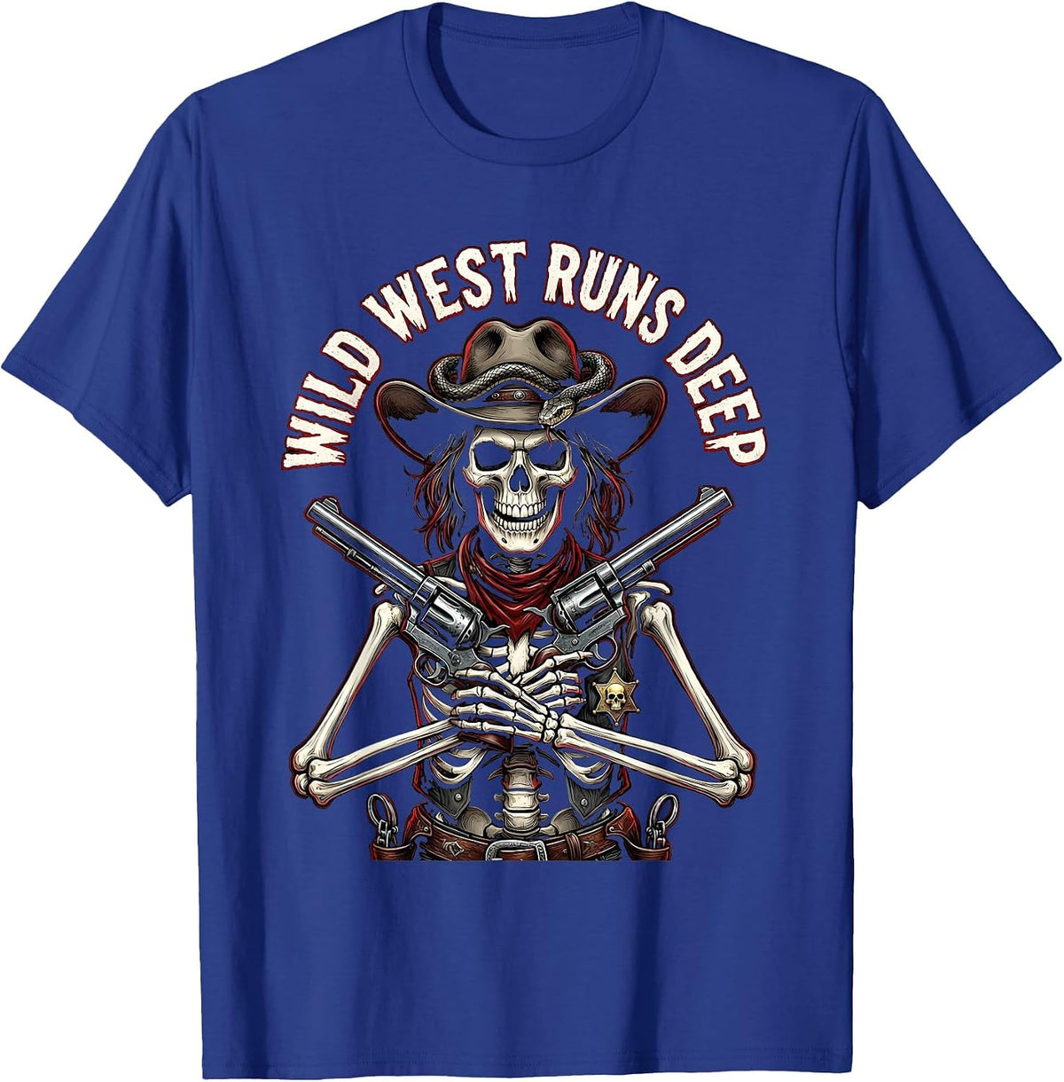 Men's Wild West Runs Deep Cowgirl Graphic Design T-Shirt - Royal Blue