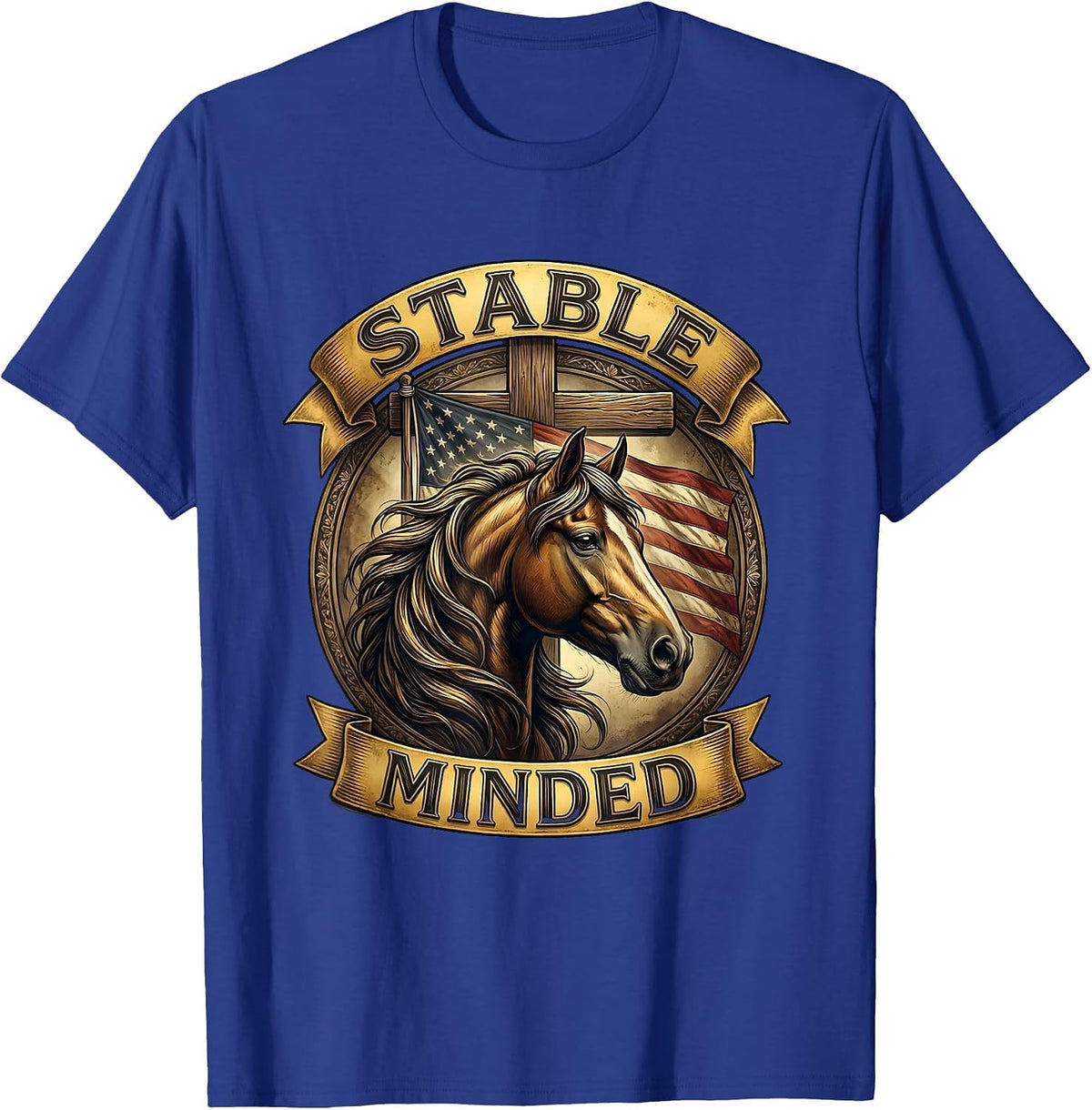 Men's Stable Minded Horse Lover Equestrian Design T-Shirt - Royal Blue
