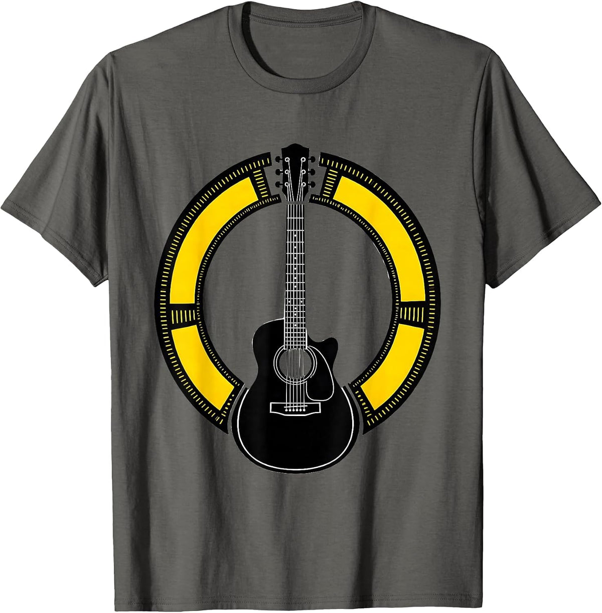 Men's Stencil Guitar Schematic Musician Inner Monologue Deadpan T-Shirt - Asphalt Grey