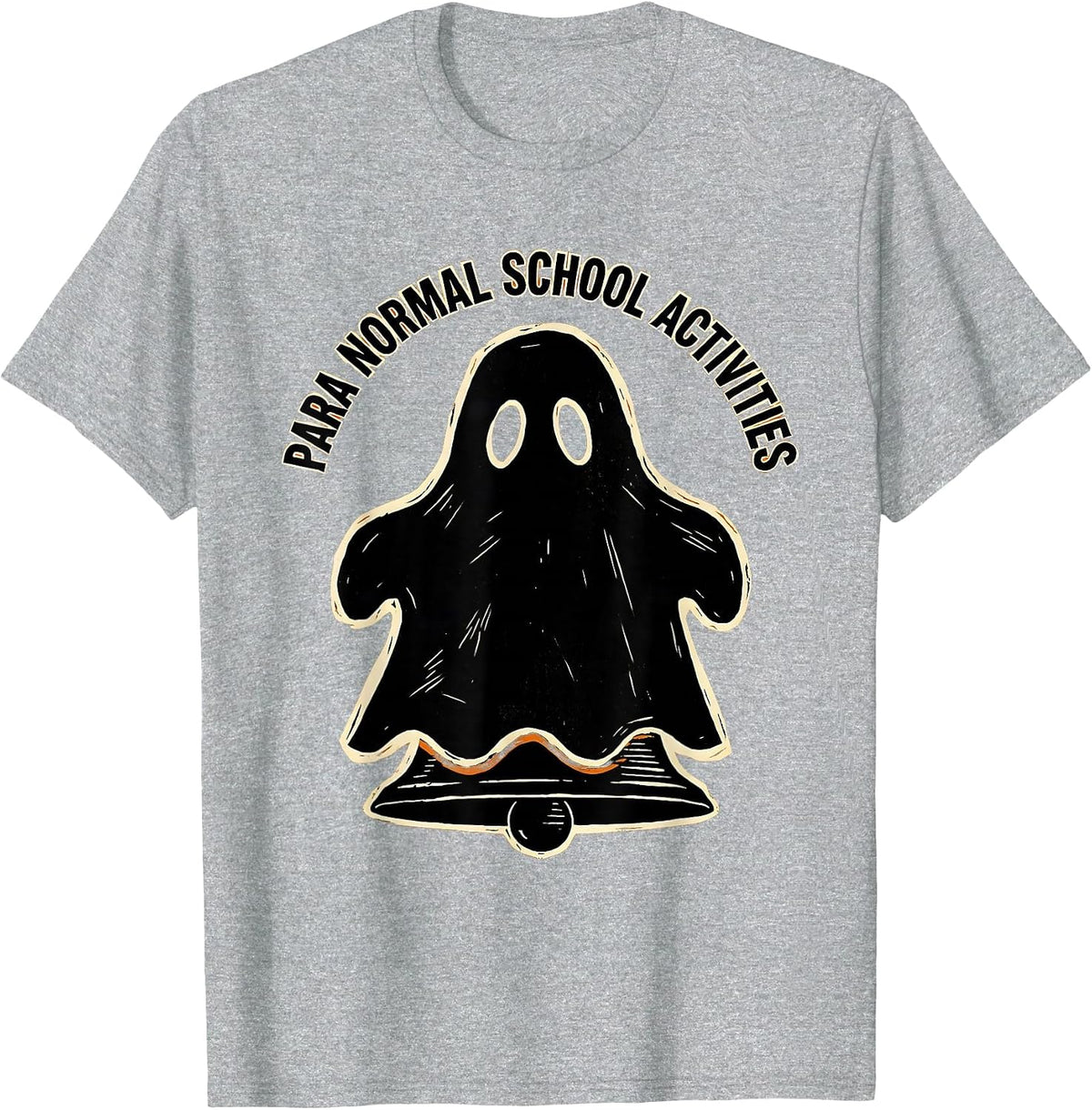 Men's Para Normal School Activities Linocut Ghost Paraeducator T-Shirt - Heather Grey