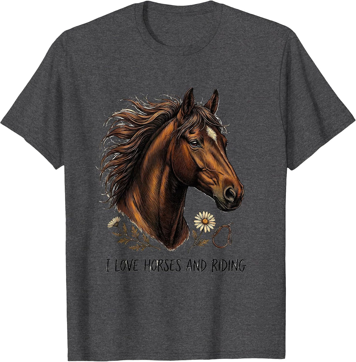 Men's I Love Horses And Riding Warm Horse Lover Gift T-Shirt - Dark Heather Grey