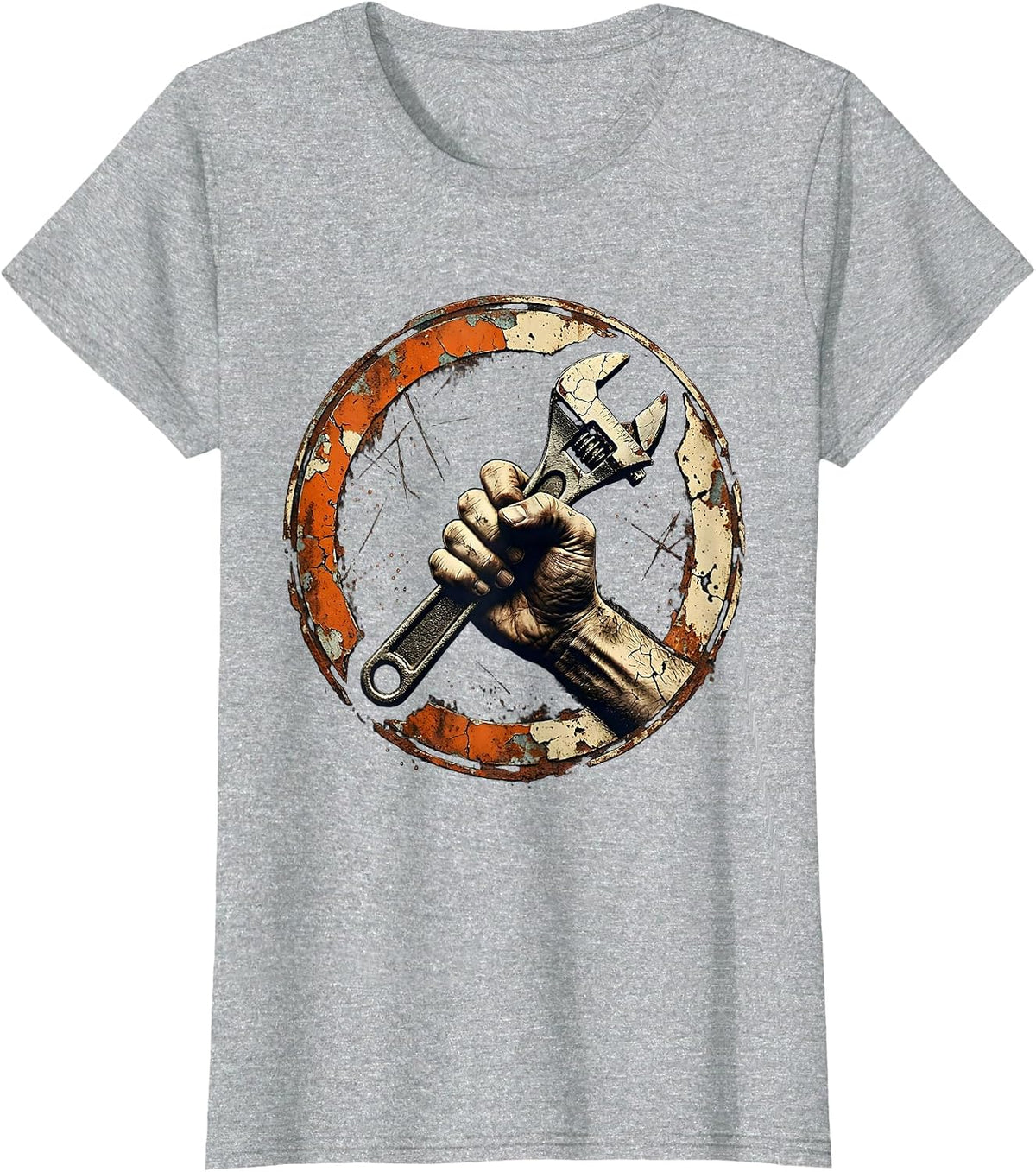 Blue Collar Wrench Grip Hard Worker Graphic T-Shirt - Heather Grey