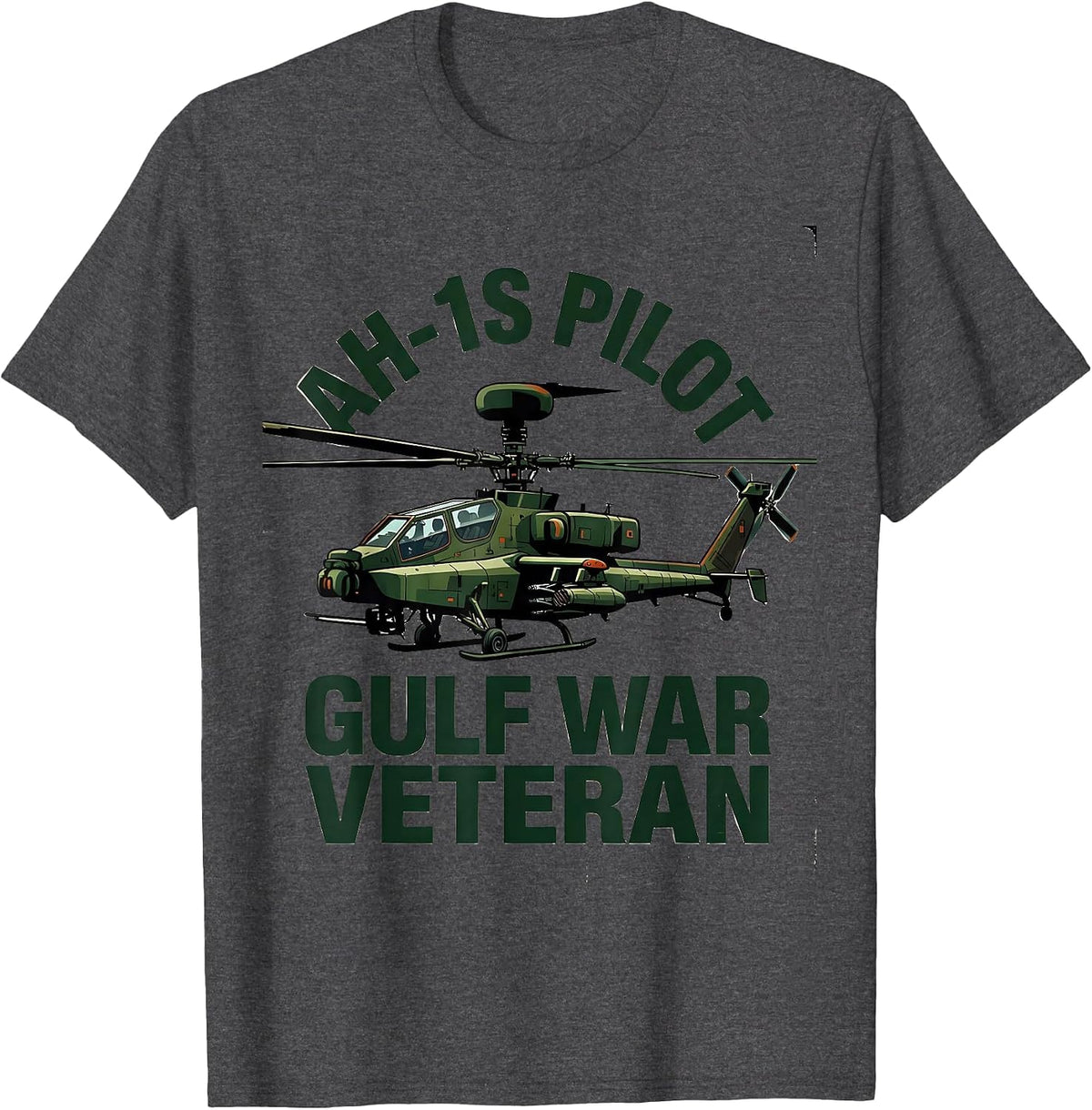 AH-1S Pilot Gulf War Veteran Vintage Helicopter Pilot T-Shirt - Dark Heather Grey