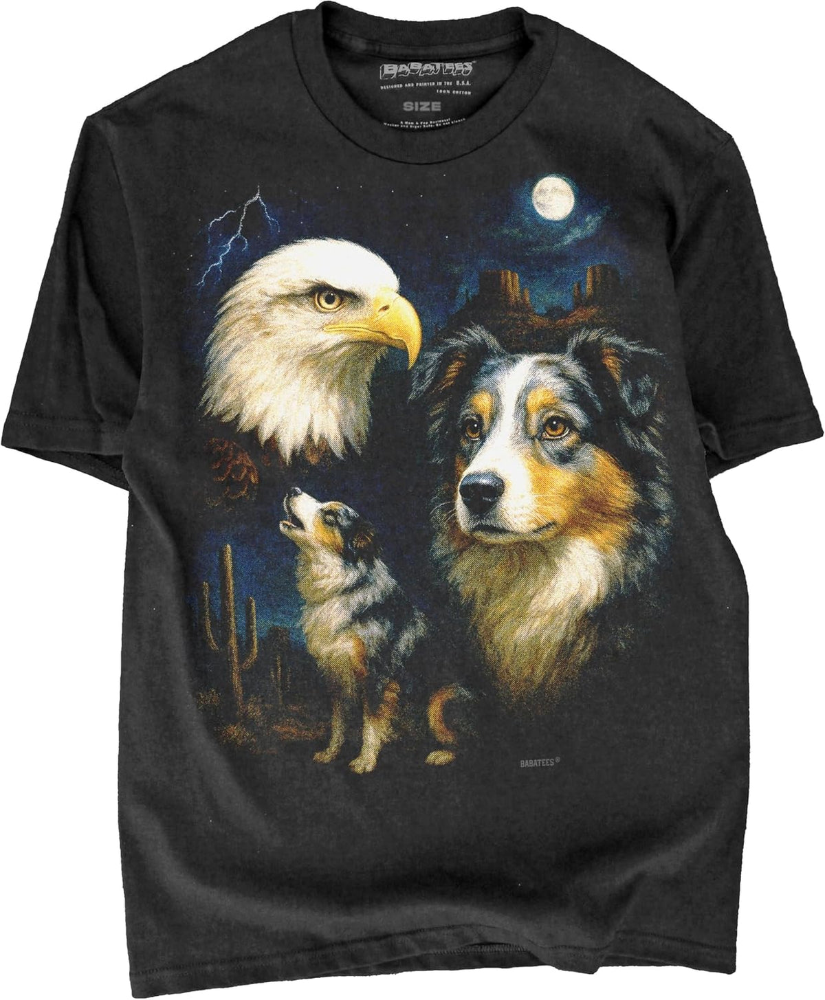 Majestic Dog Artwork Premium Black T-Shirt for Men & Women - Australian Shepherd