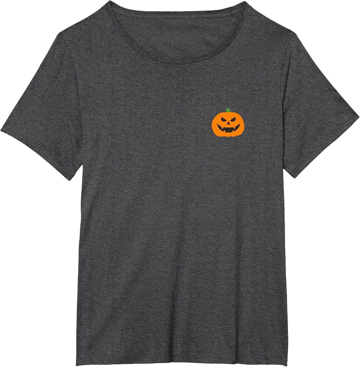 Pumpkin Halloween Subtle Jack O Lantern Minimal Trick Treat T-Shirt - Dark Heather Grey