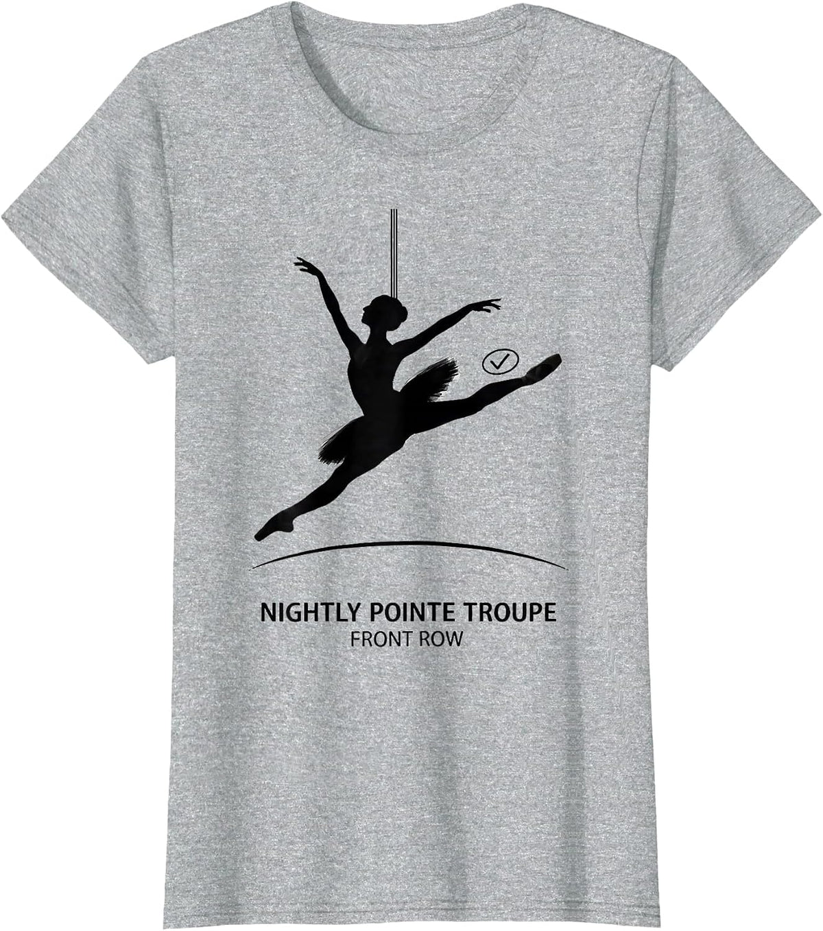 Women's Nightly Pointe Troupe Front Row Skeleton Ballerina Halloween T-Shirt - Heather Grey