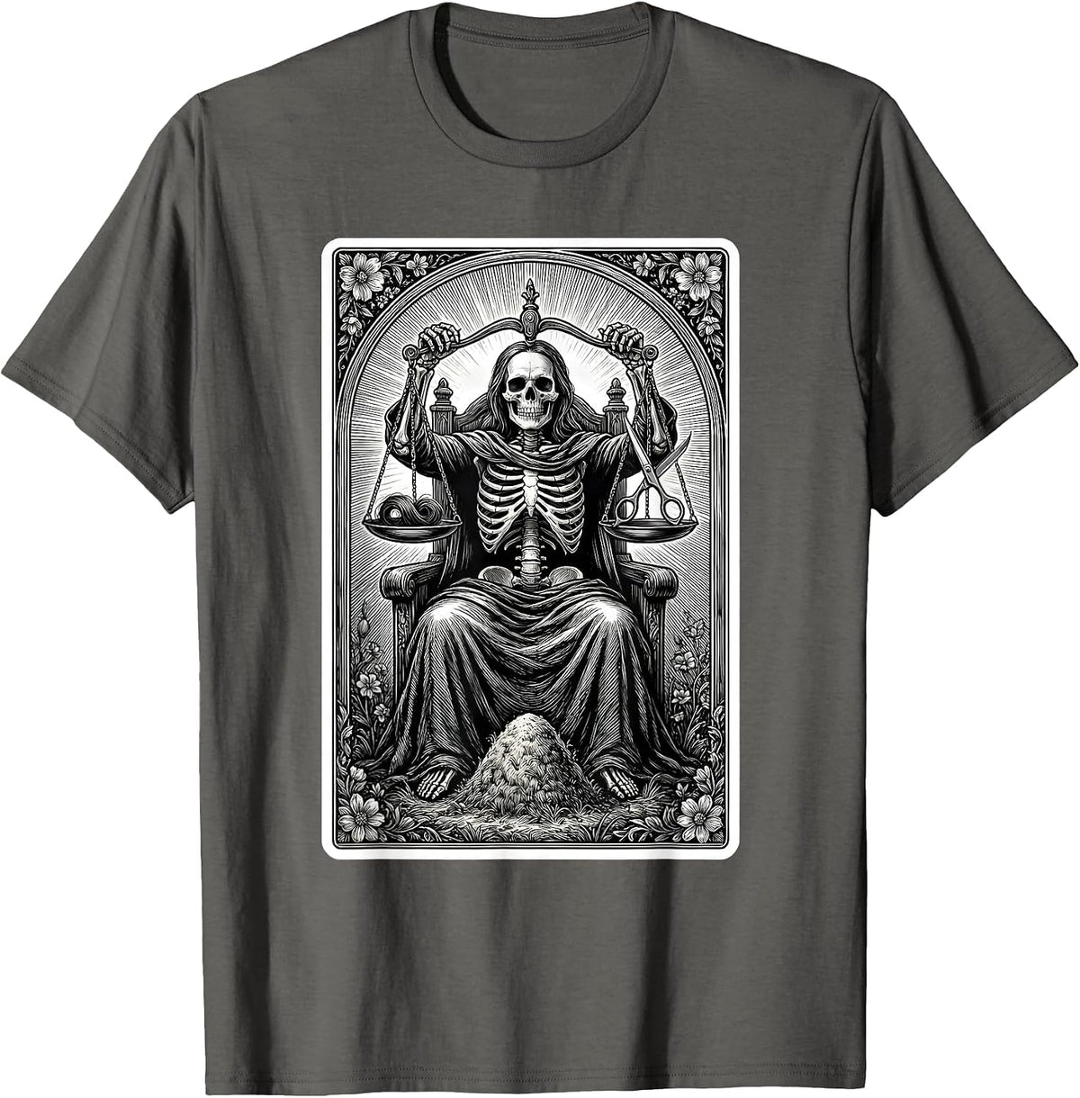 Men's Skeleton Hairstylist Barber Halloween Humor T-Shirt - Asphalt Grey