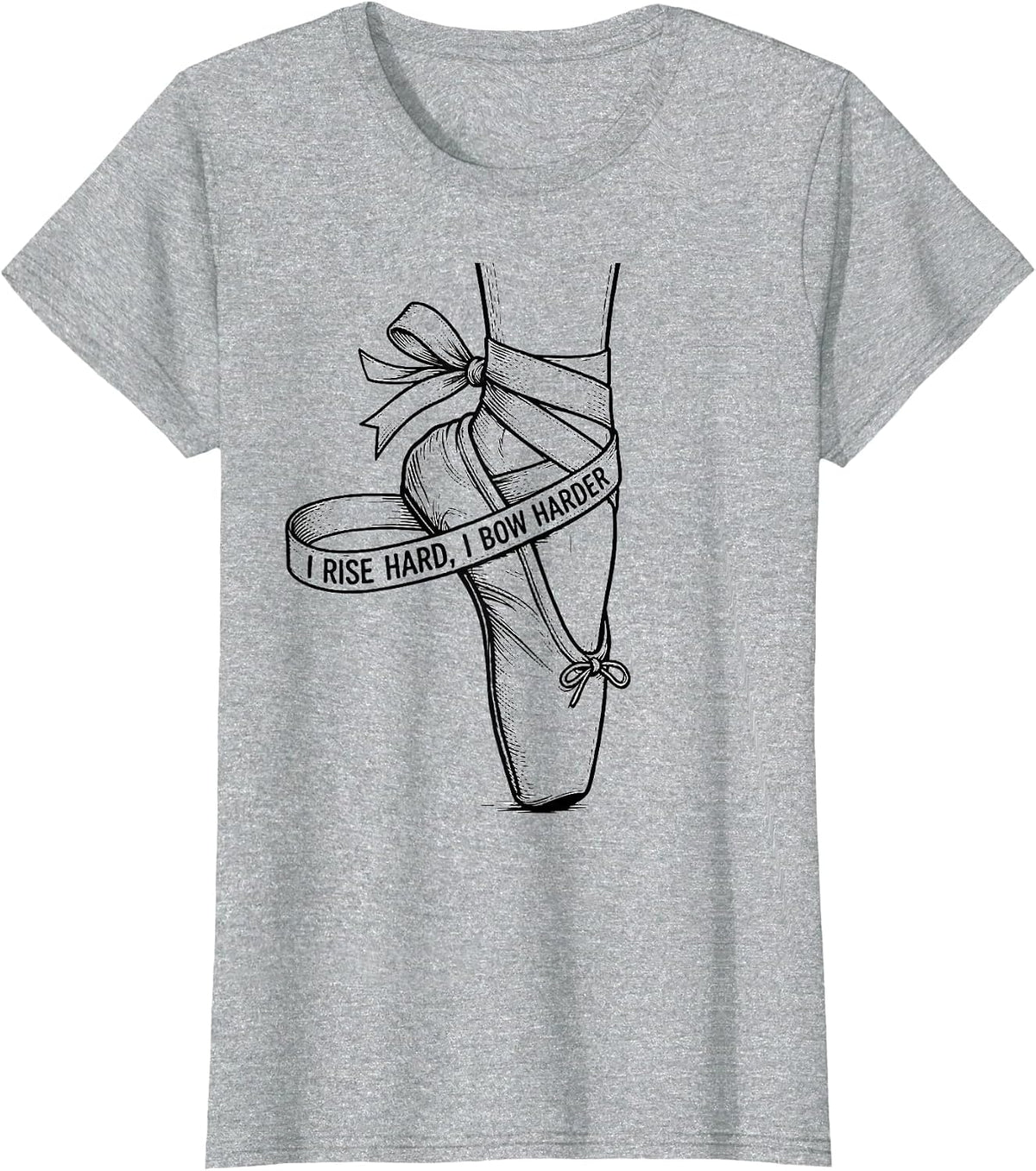 Women's I Rise Hard I Bow Harder Coquette Bow Gymnastics Gift T-Shirt - Heather Grey
