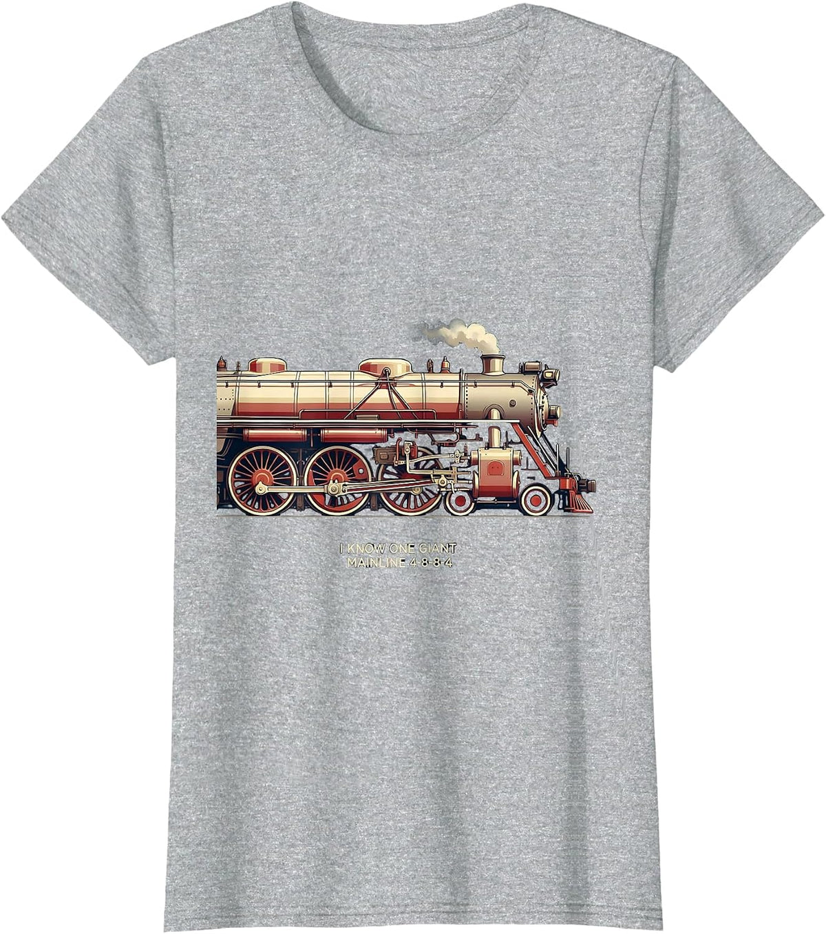 I Know One Giant Mainline 4-8-8-4 Retro Steam Train T-Shirt - Heather Grey