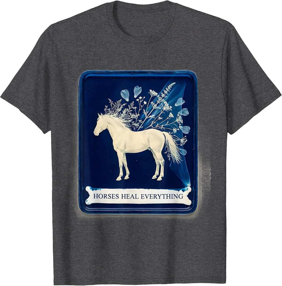 Horses Heal Everything Horse Lover Design T-Shirt - Dark Heather Grey