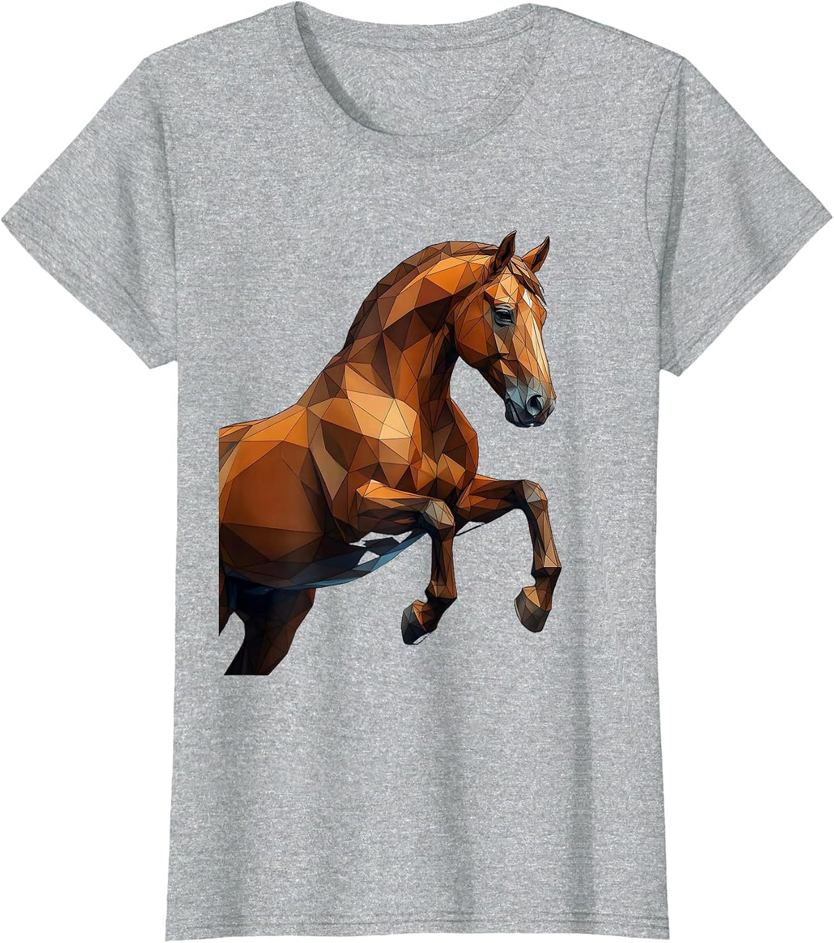Geometric Triangle Horse Low Poly Art Design T-Shirt - Heather Grey