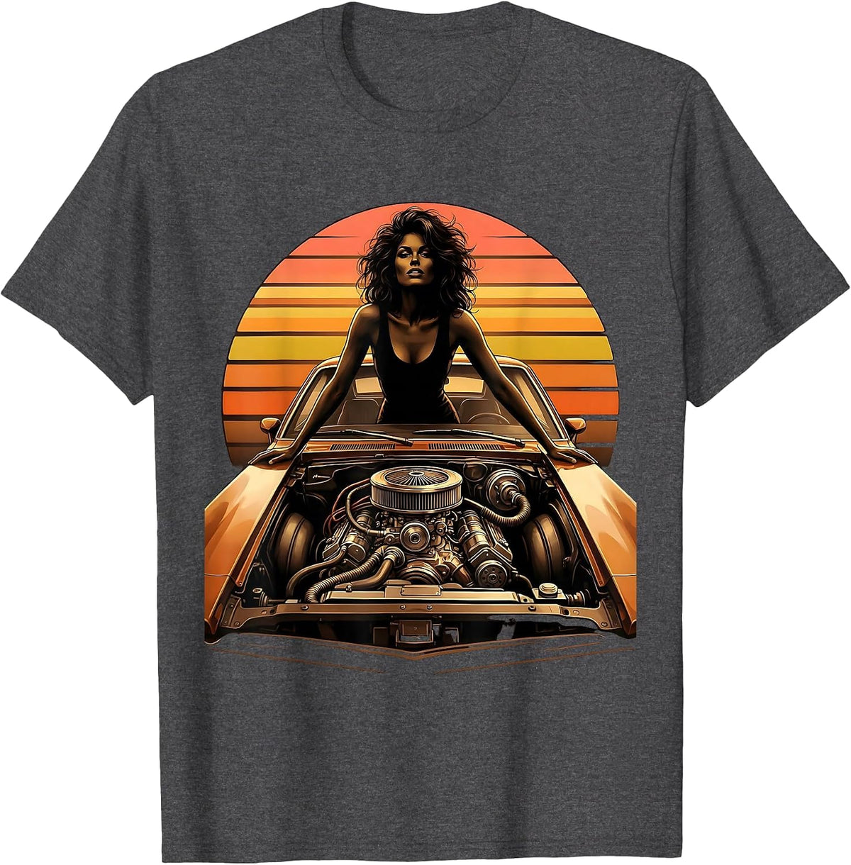 Labor Day Mechanic Illustration Graphic T-Shirt - Dark Heather Grey