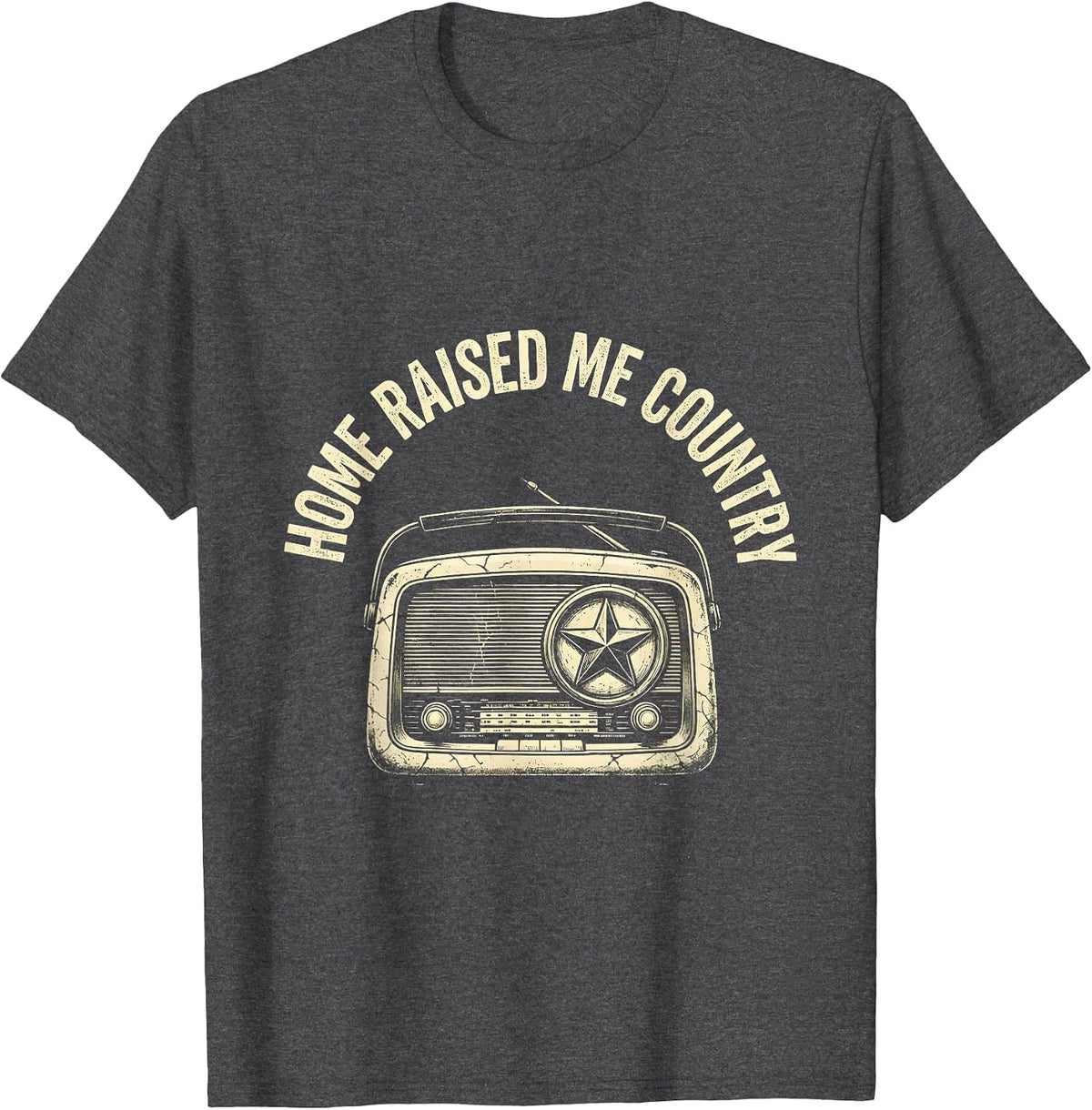 Home Raised Me Country Boho Western Vintage Radio Cowboy T-Shirt - Dark Heather Grey