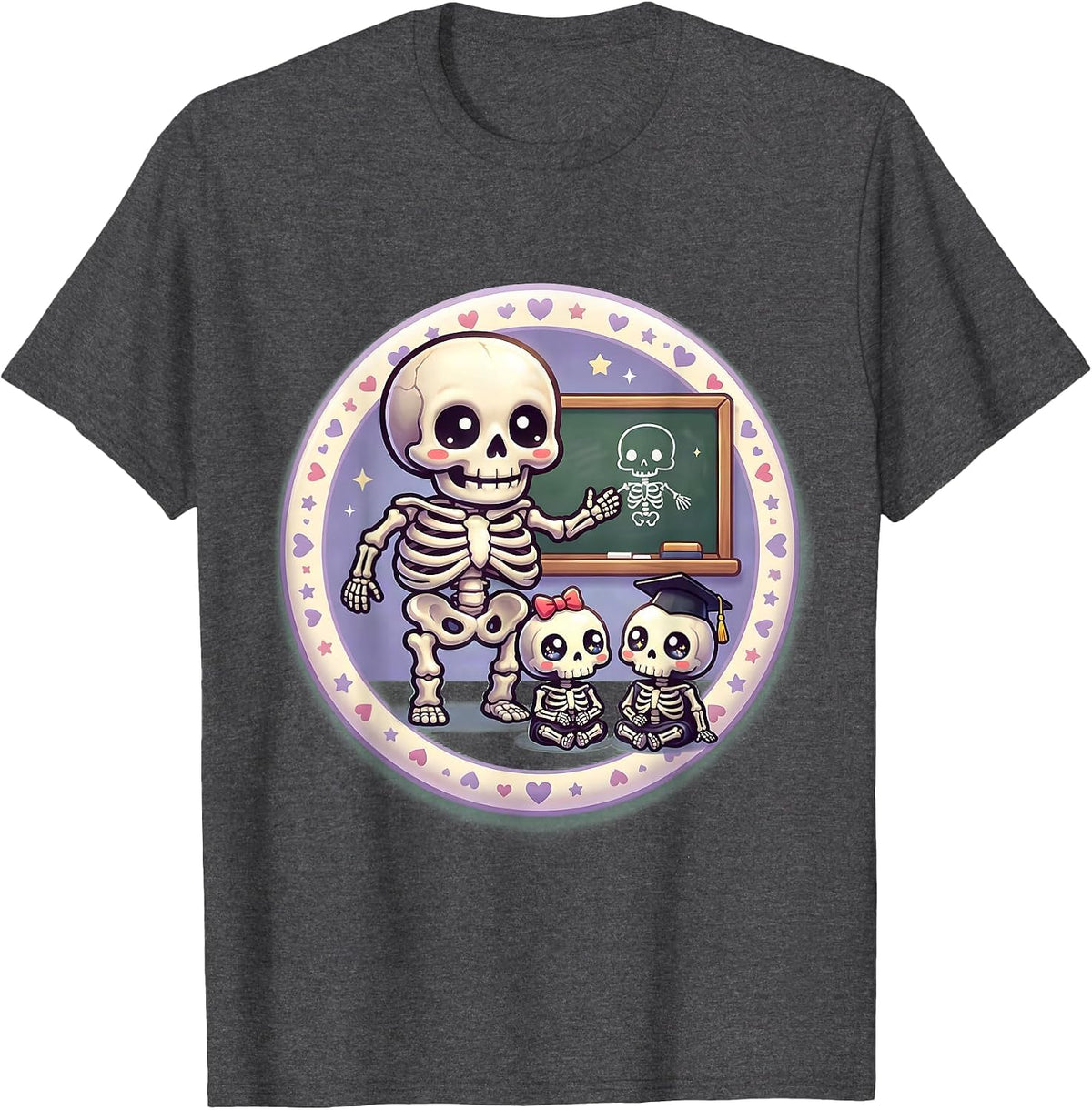 Men's Skeleton Anatomy Teacher Funny Halloween Science T-Shirt - Dark Heather Grey