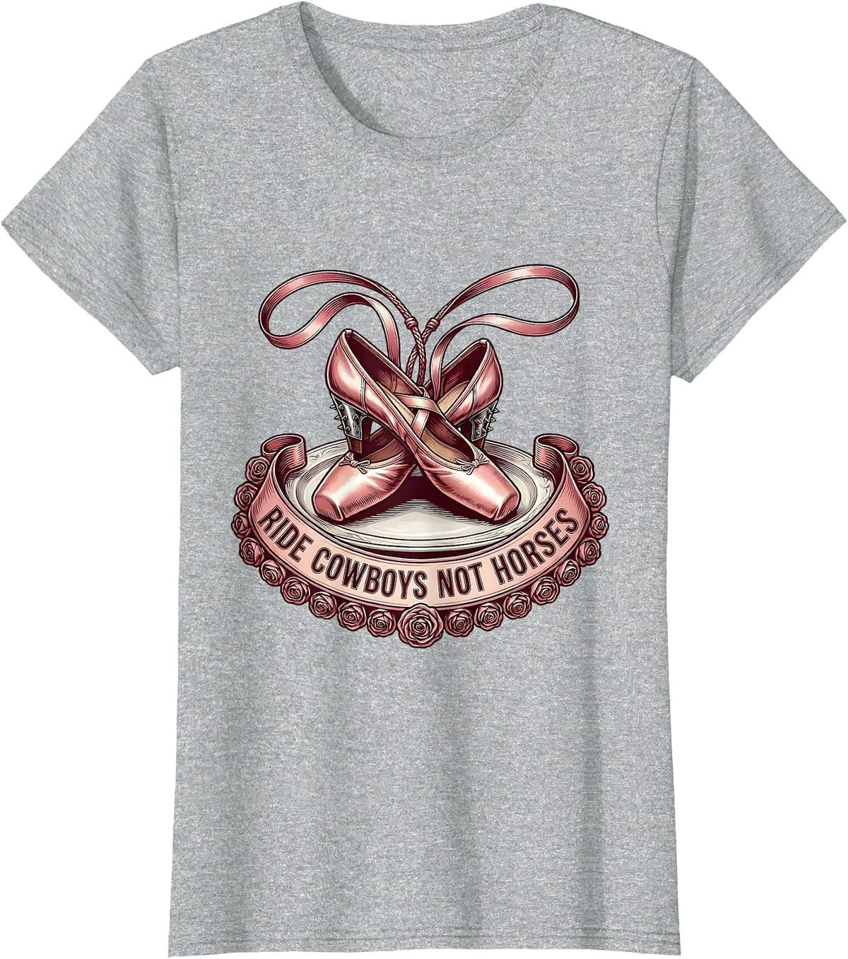Ride Cowboys Not Horses Western Humor Design T-Shirt - Heather Grey