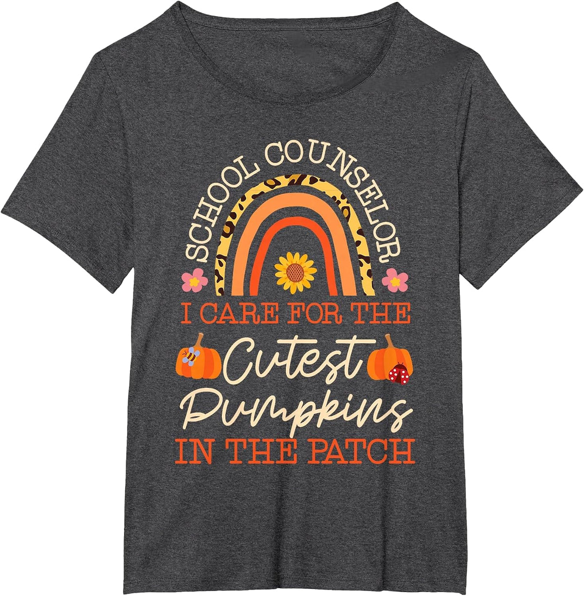School Counselor Pumpkin Fall Halloween Thanks Giving School T-Shirt - Dark Heather Grey