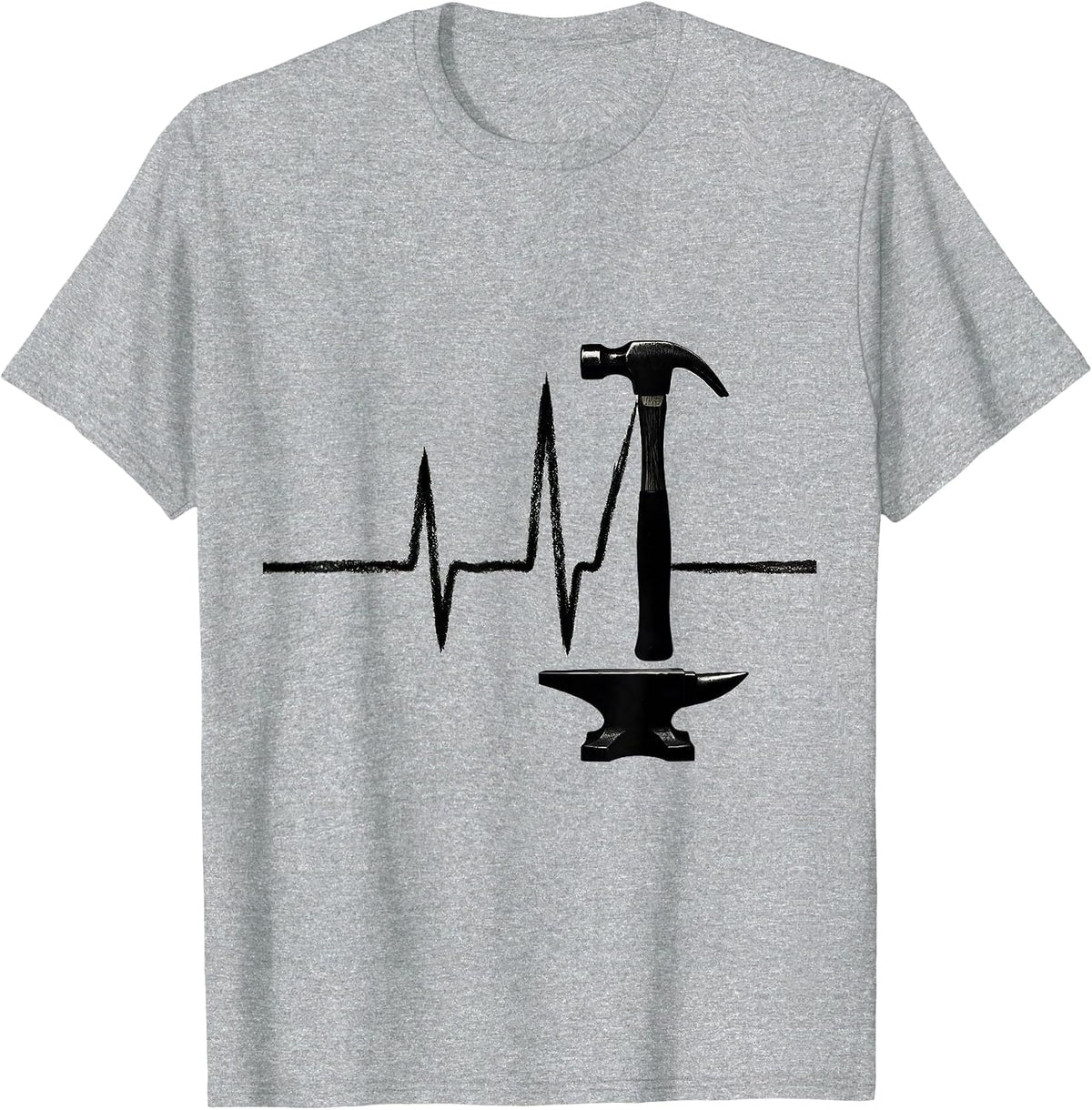 Men's Blacksmith Hammer Pulse Line Hobbyist Occupation Humor T-Shirt - Heather Grey