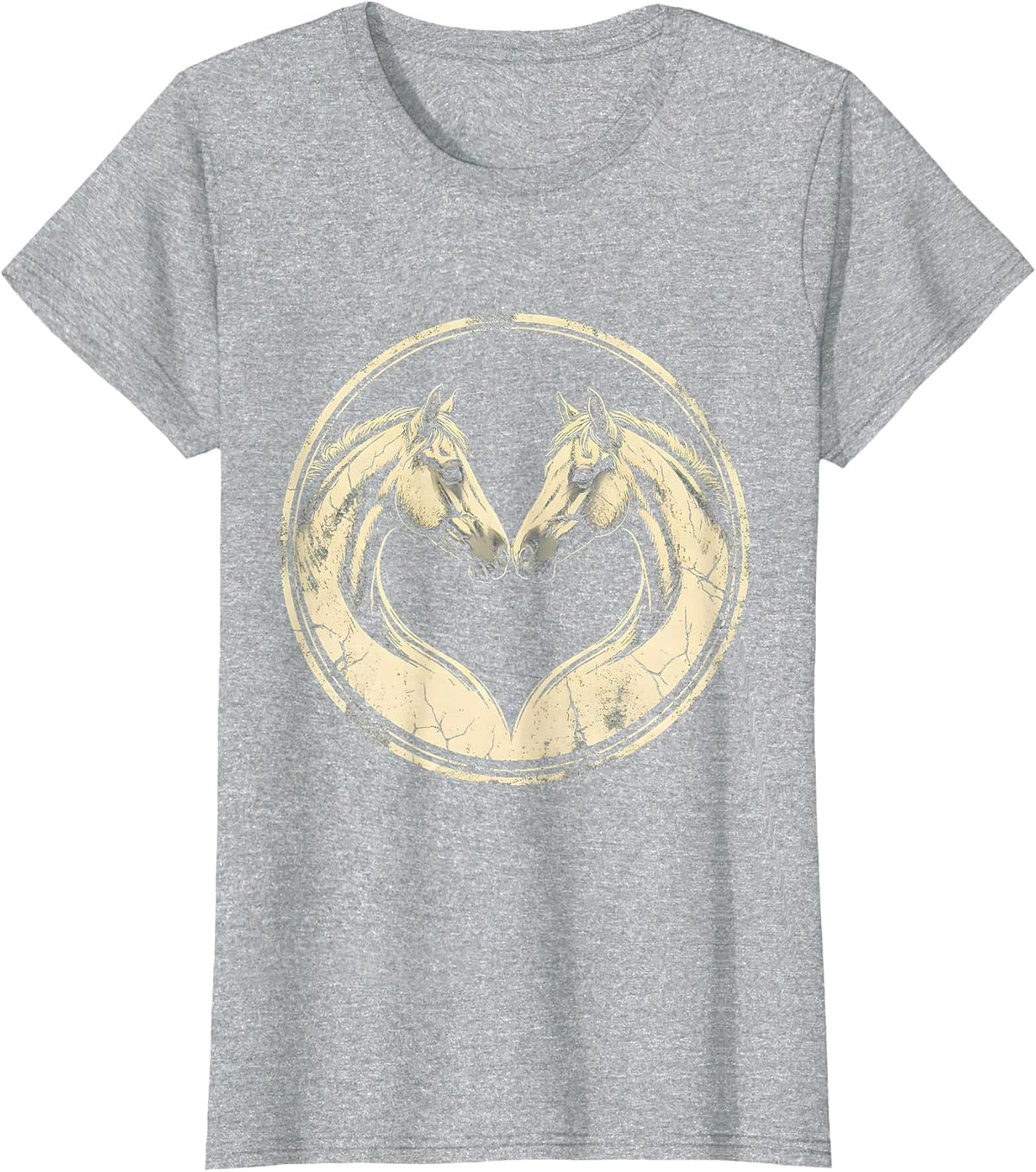 Mare and Foal Nuzzling Meadow Horse Lover Design T-Shirt - Heather Grey