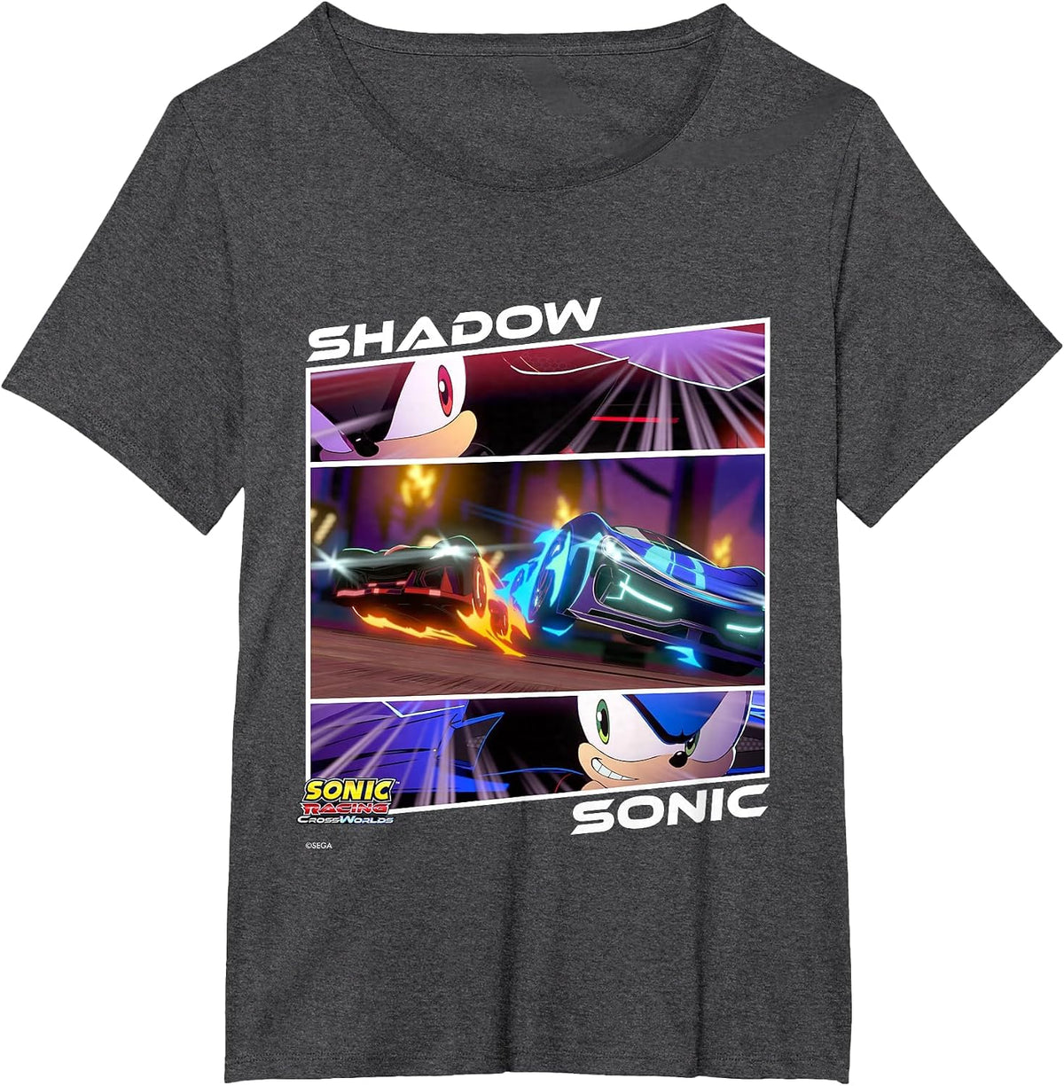 Sonic Racing CrossWorlds - Shadow Vs. Sonic, Head-to-Head T-Shirt - Dark Heather Grey