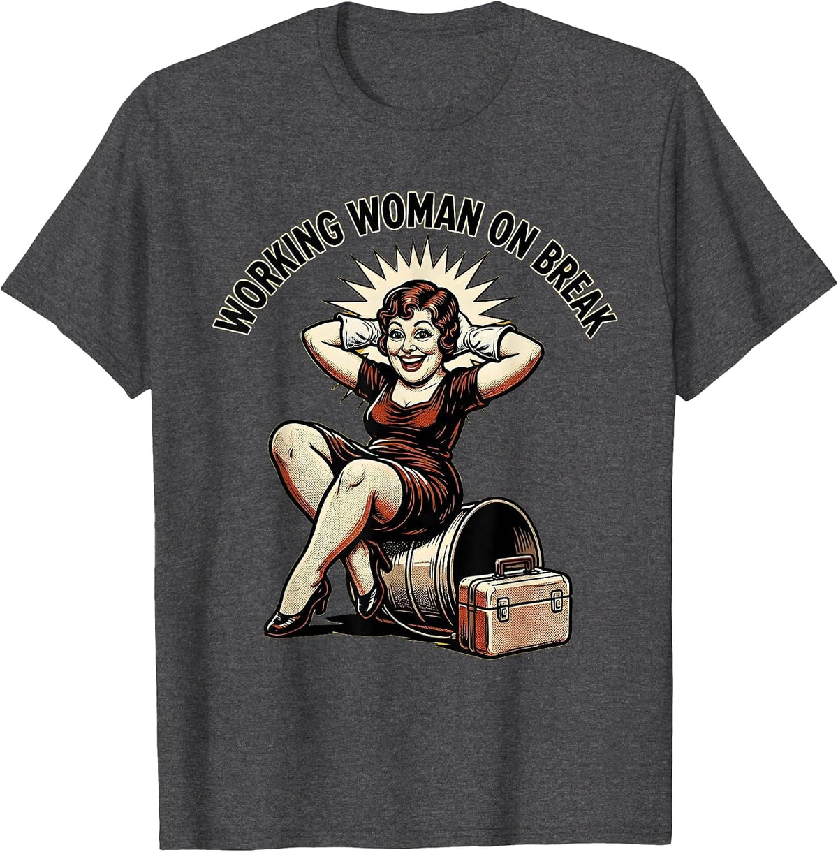 Working Woman On Break Labor Day Design T-Shirt - Dark Heather Grey