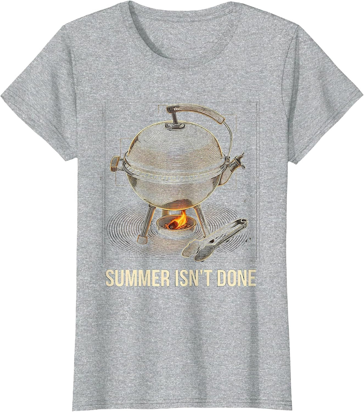 Summer Isn't Done Topographic Contour Grill Dad BBQ Humor T-Shirt - Heather Grey