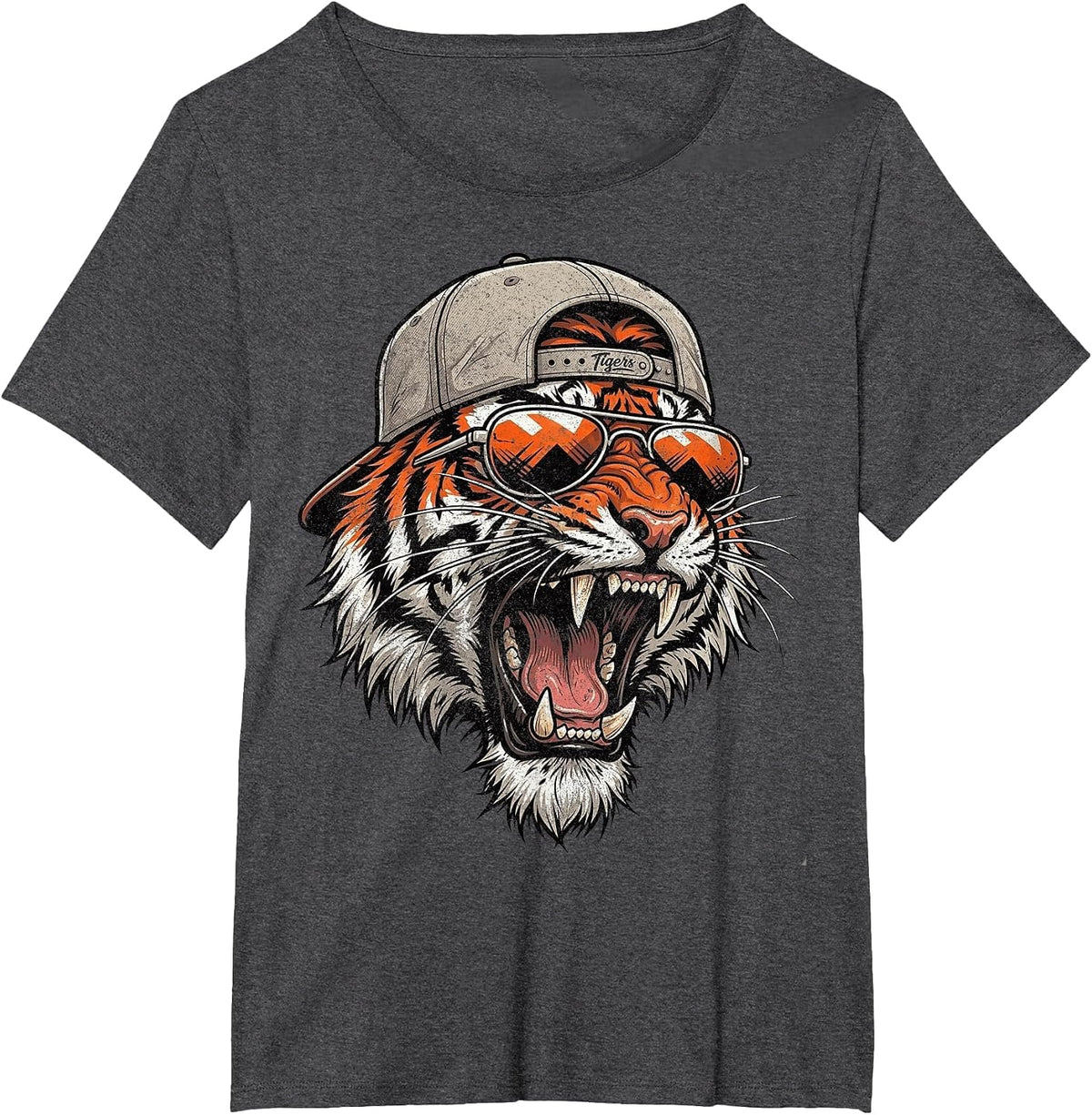 Tiger Retro Vintage T-Shirt - Dark Heather Grey