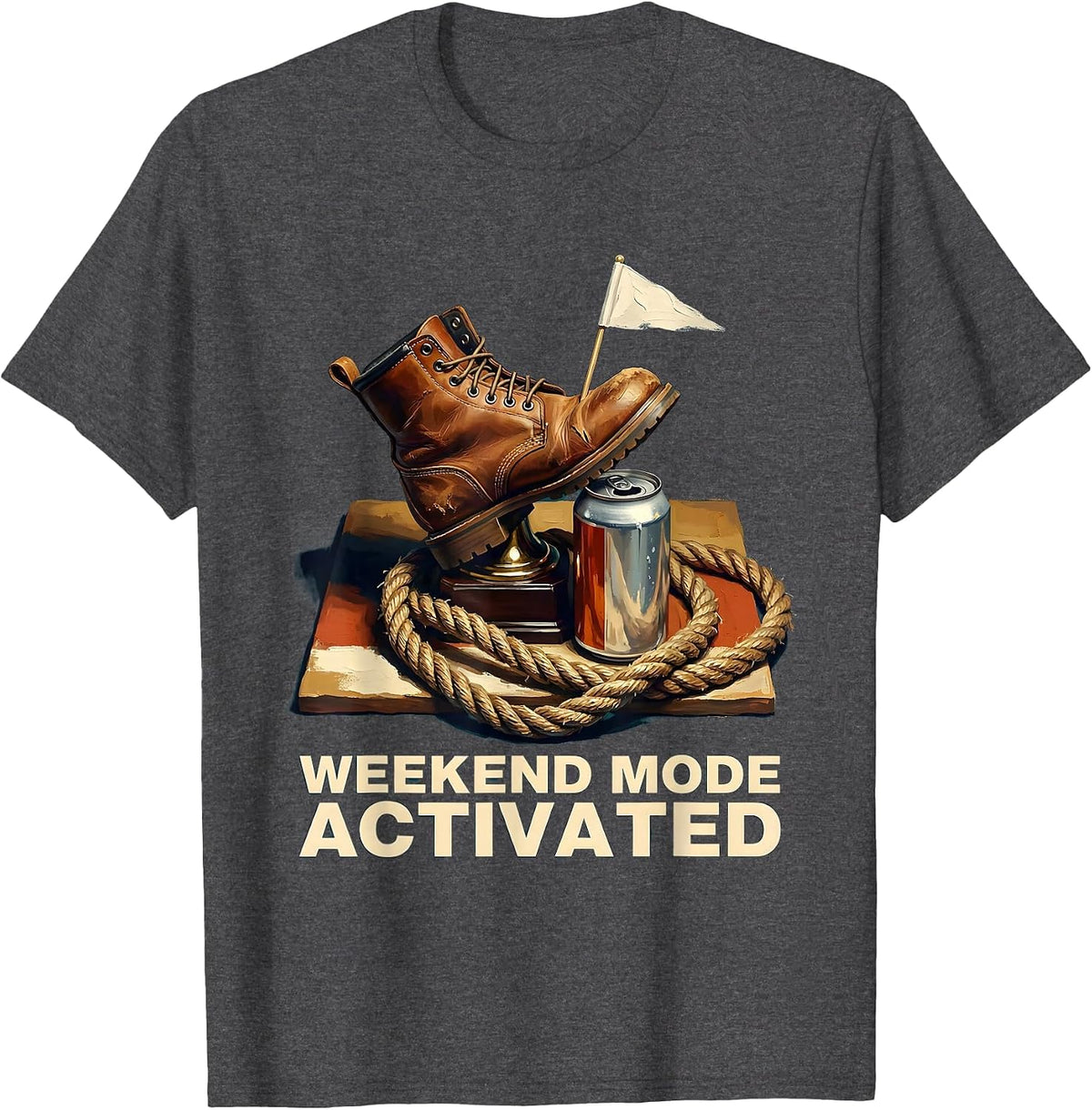 Weekend Mode Activated Labor Day Graphic T-Shirt, Men, Dark Heather Grey, 3X-Large - As Pictured