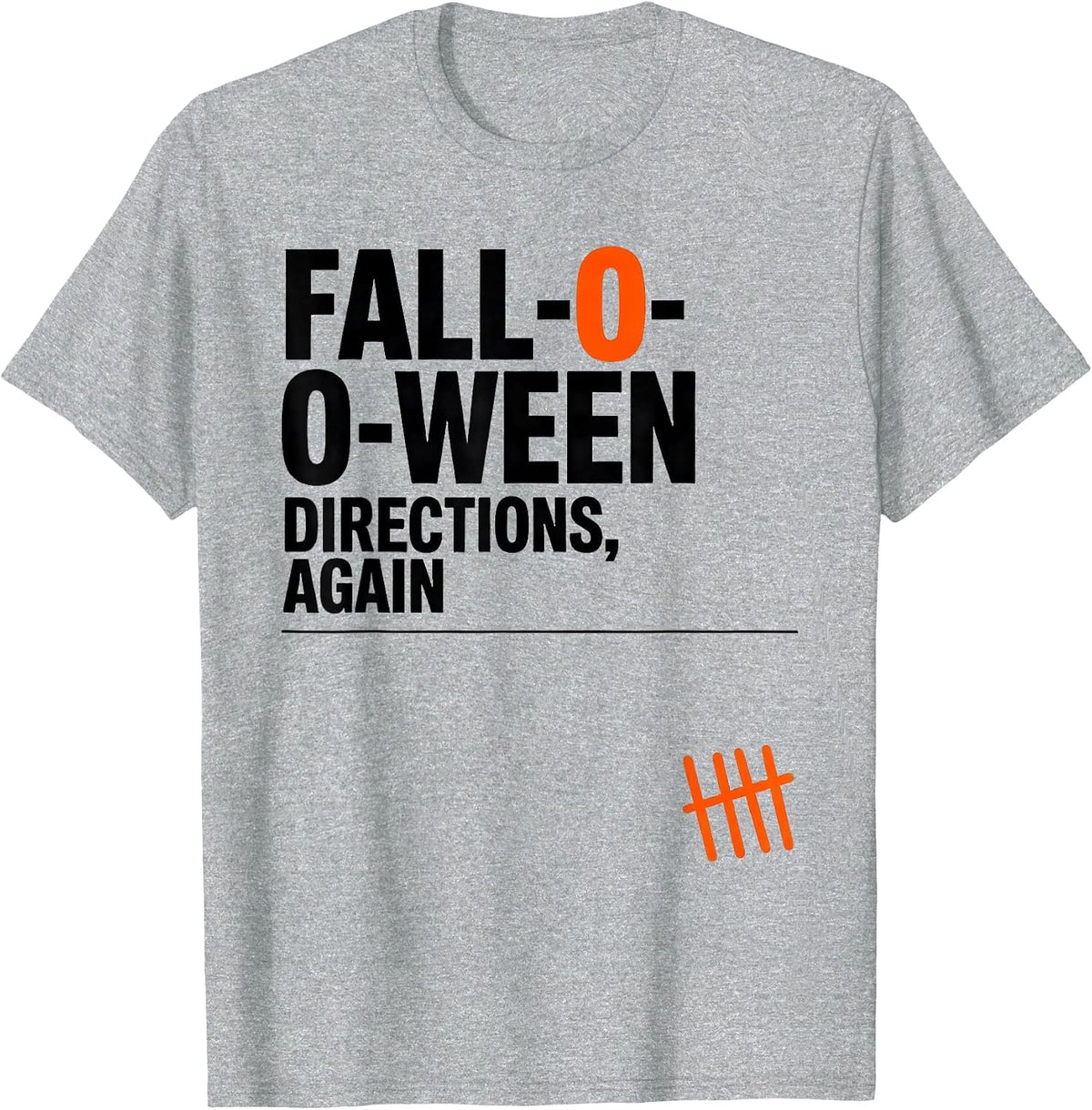 Men's Fall-O-Ween Directions, Again Funny Teacher Halloween Ghost T-Shirt - Heather Grey