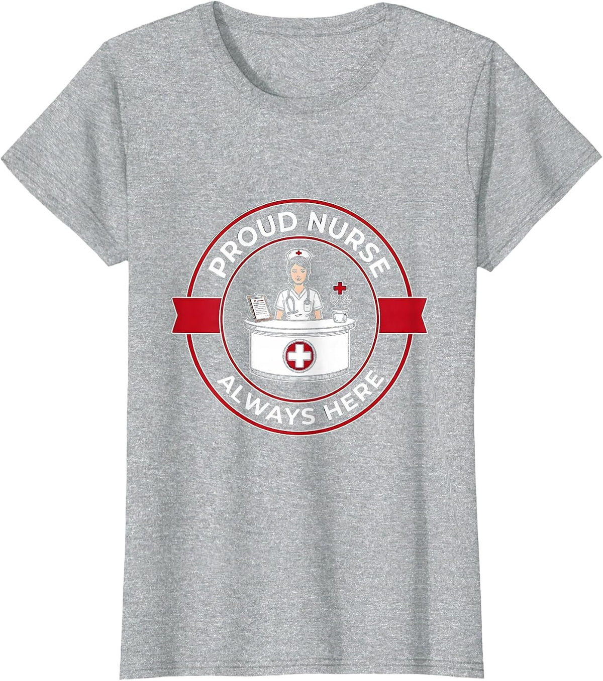 Women's Proud Nurse Labor Day Nurse Station Design T-Shirt - Heather Grey