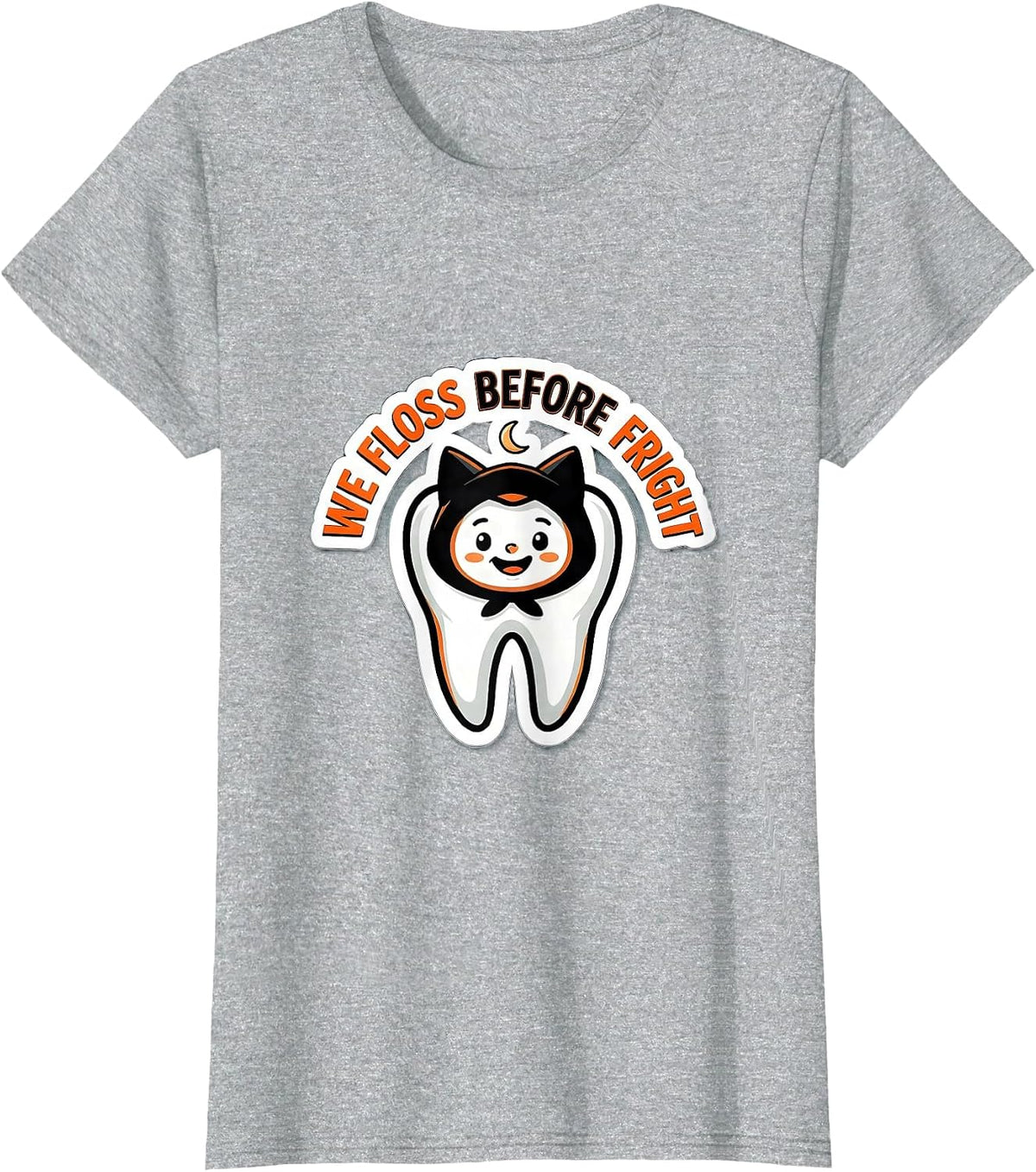 We Floss Before Fright Funny Dental Squad Halloween Costume T-Shirt - Heather Grey
