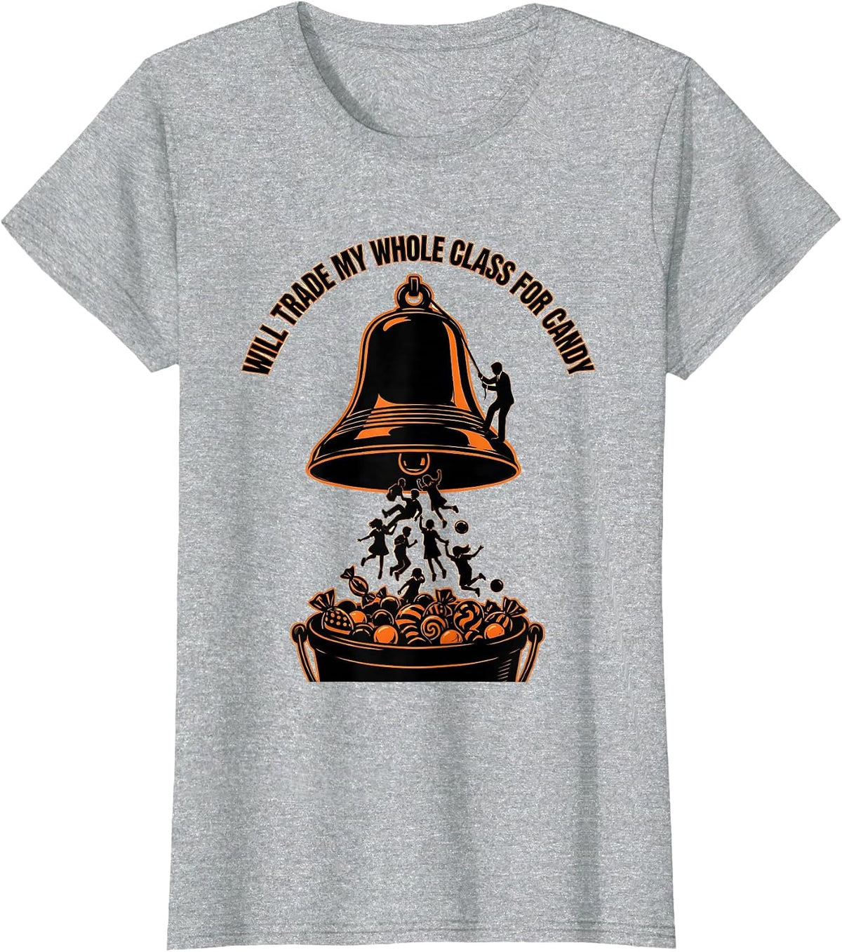 Will Trade My Whole Class For Candy Funny Teacher Halloween T-Shirt - Heather Grey