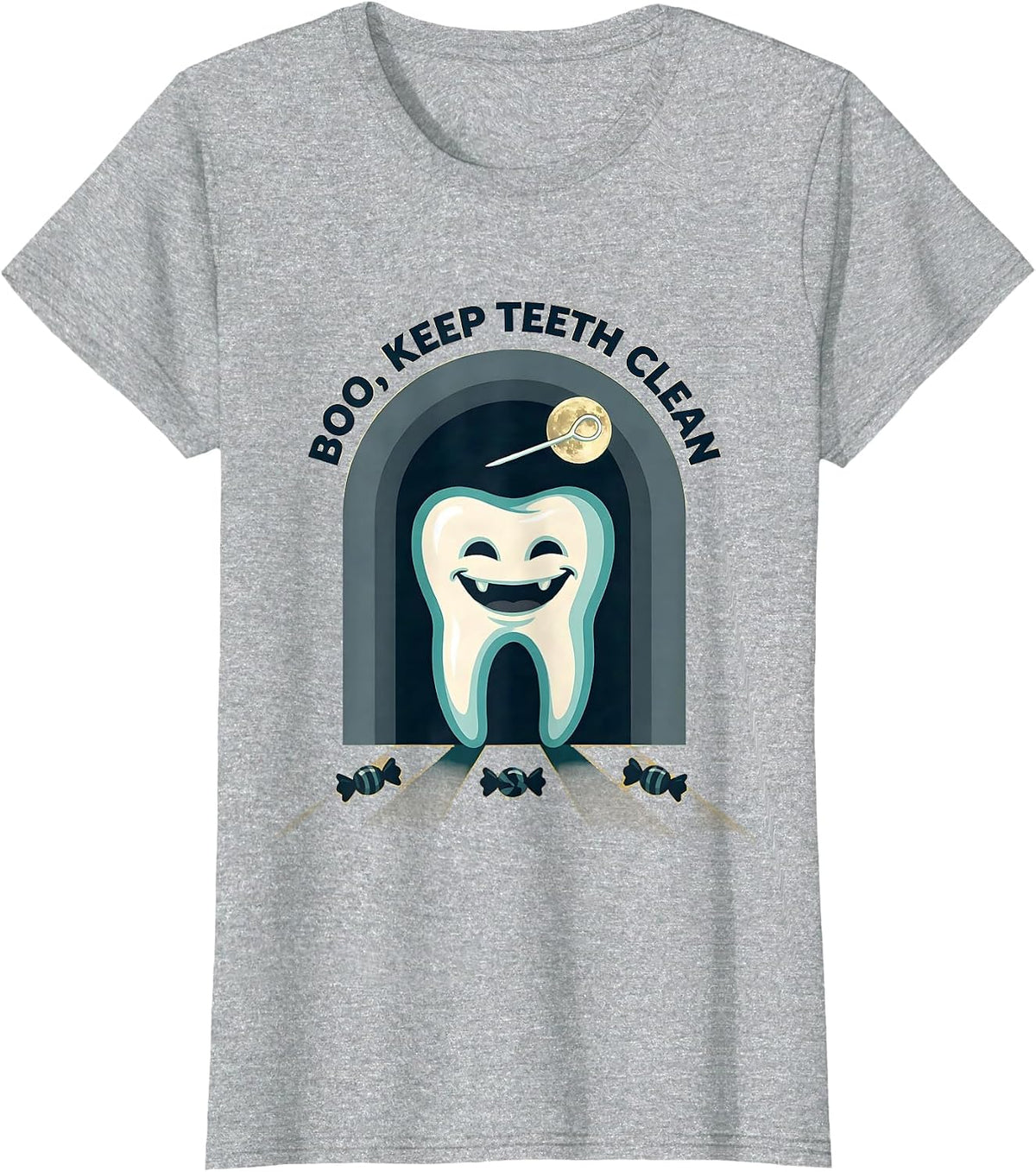 Women's Boo Keep Teeth Clean Funny Dental Halloween Costume Dentist T-Shirt - Heather Grey